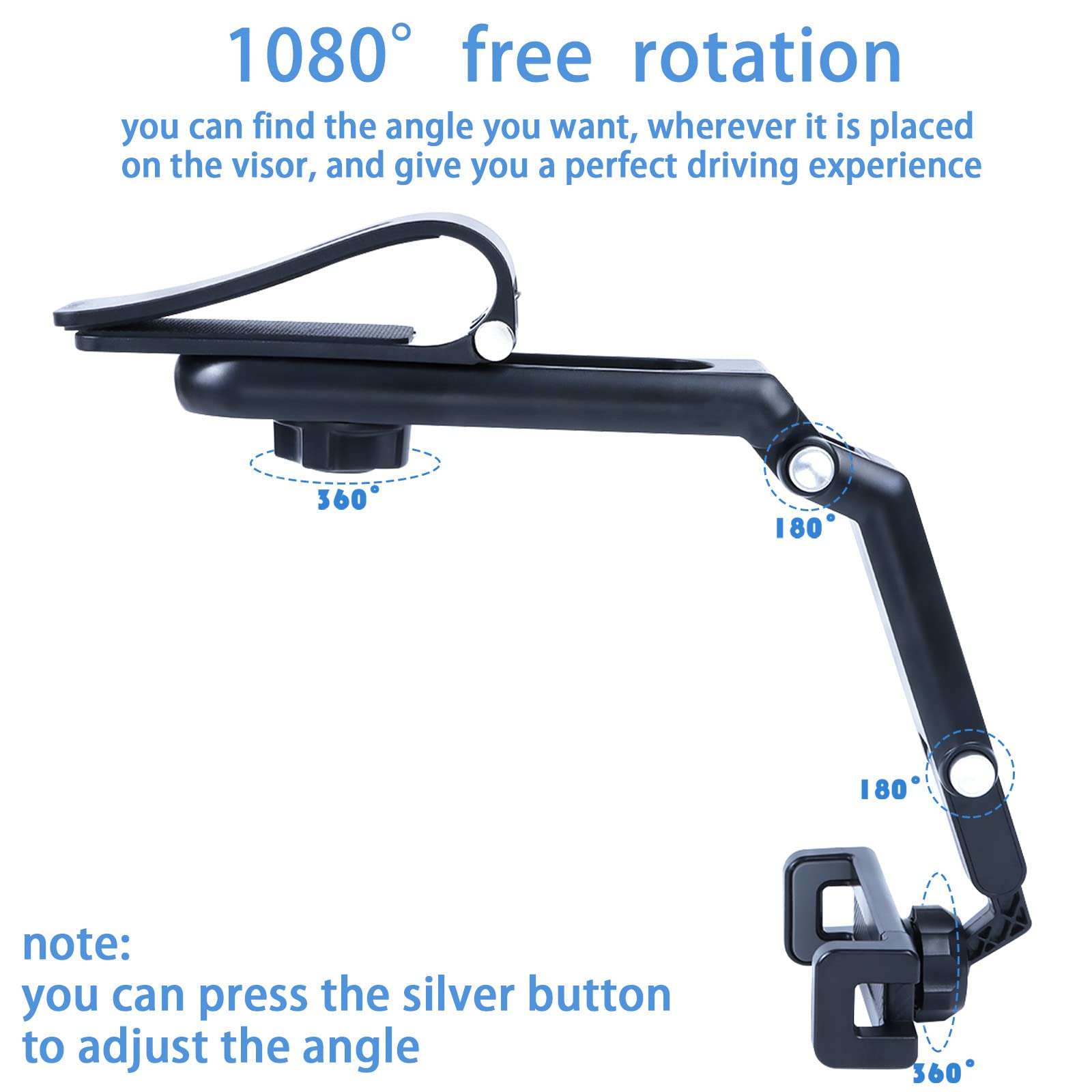 Xefinal Sun Visor Phone Holder,360� Rotatable Rearview Phone Holder, Cell Phone Holder For Car Sun Visor Perfectly For Iphone, Samsung & Other Cellphone, Car Accessories