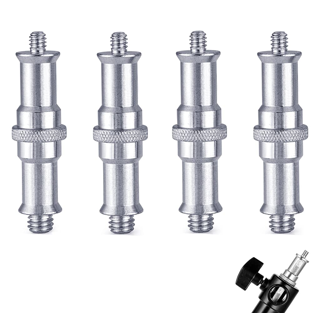 4 Pieces Standard 1/4 To 3/8 Inch Metal Male Convertor Threaded Screw Tripod Adapter Spigot Stud For Flash Holder, Studio Light