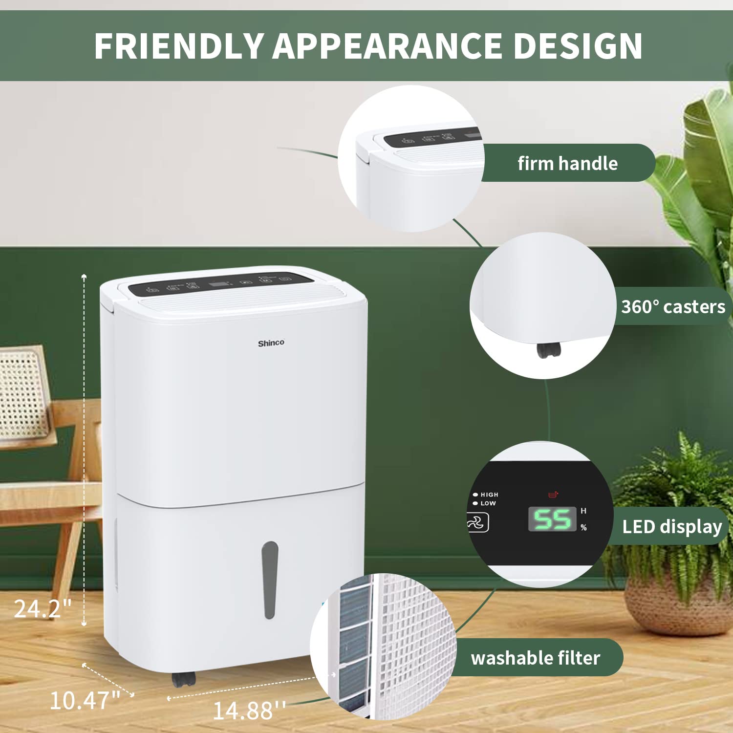 Shinco 7,000 Sq.Ft Energy Star Dehumidifier With Pump, Ideal For Large Industrial Rooms And Home Basements, Efficient Moisture R