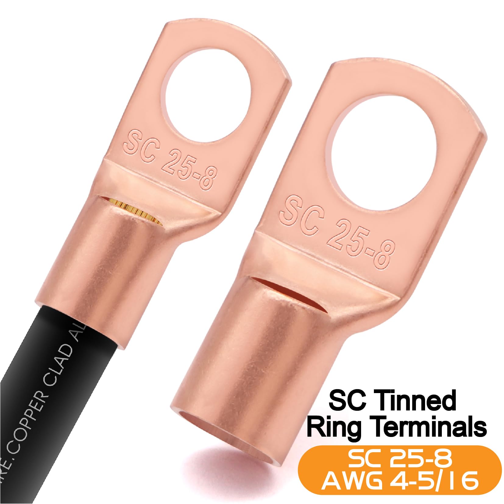 4 Gauge Wire (25Ft Each  Black/Red) Copper Clad Aluminum Cca,100A Anl Fuse Holder,10Pcs Lugs Terminal Connectors And 3:1 Heat Sh