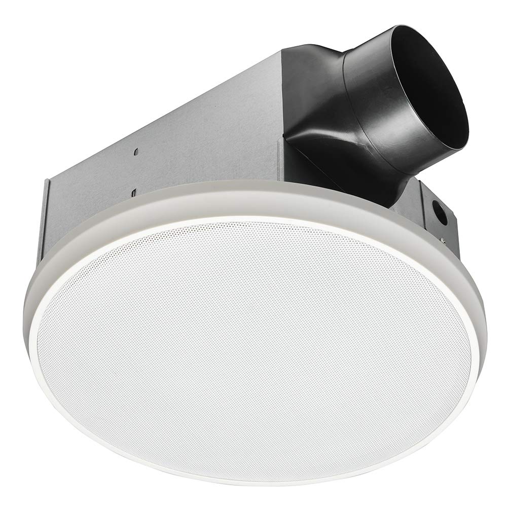 Homewerks Worldwide 7130 03 Bt Bluetooth Bath Fan & Speaker,White, 90 Cfm, Round Bluetooth Bath Fan