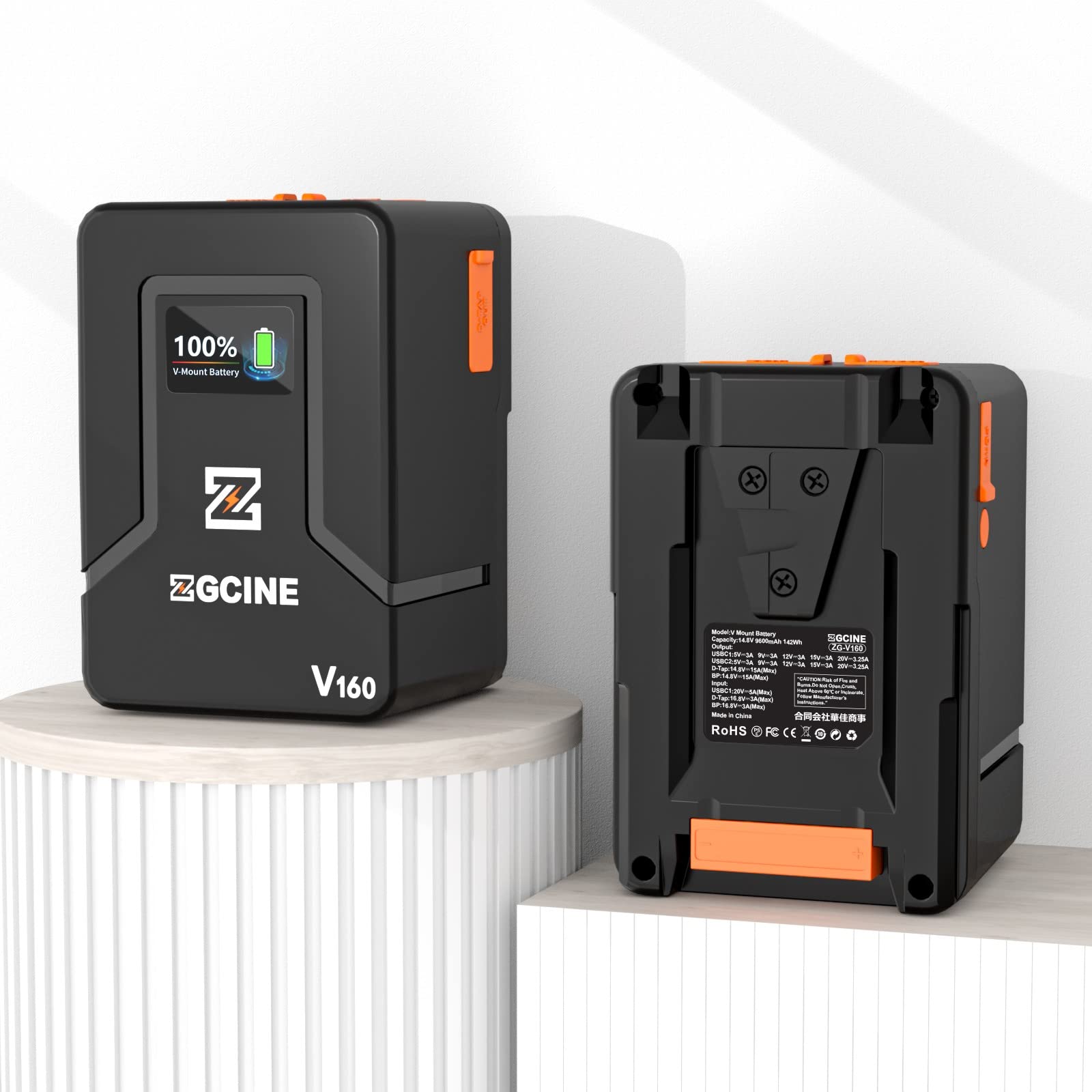 Eachshot Zgcine Zg V160 9600Mah High Capacity V Mount Battery, With One Bp, Double D Tap, Double Usb C Ports, Support Pd Fast Ch