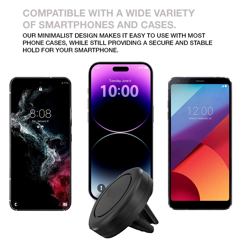 Maxboostpower Universal Smartphone Holder - Air Vent Magnetic Car Mount (4 Pack Black) Compatible With Iphone 12/13/14/15/16 & G