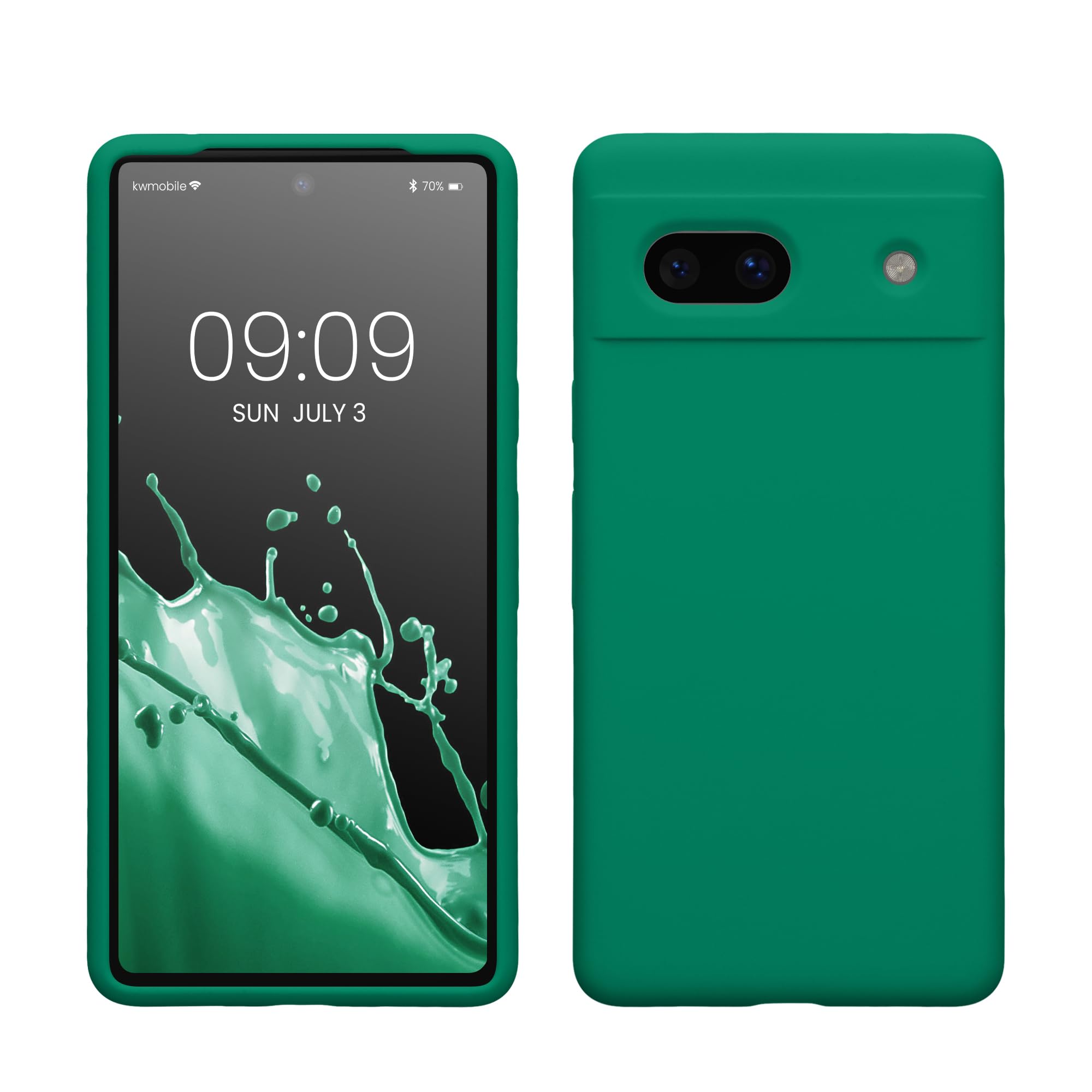 kwmobile Case Compatible with Google Pixel 7a Case - TPU Silicone Phone Cover with Soft Finish - Emerald Green