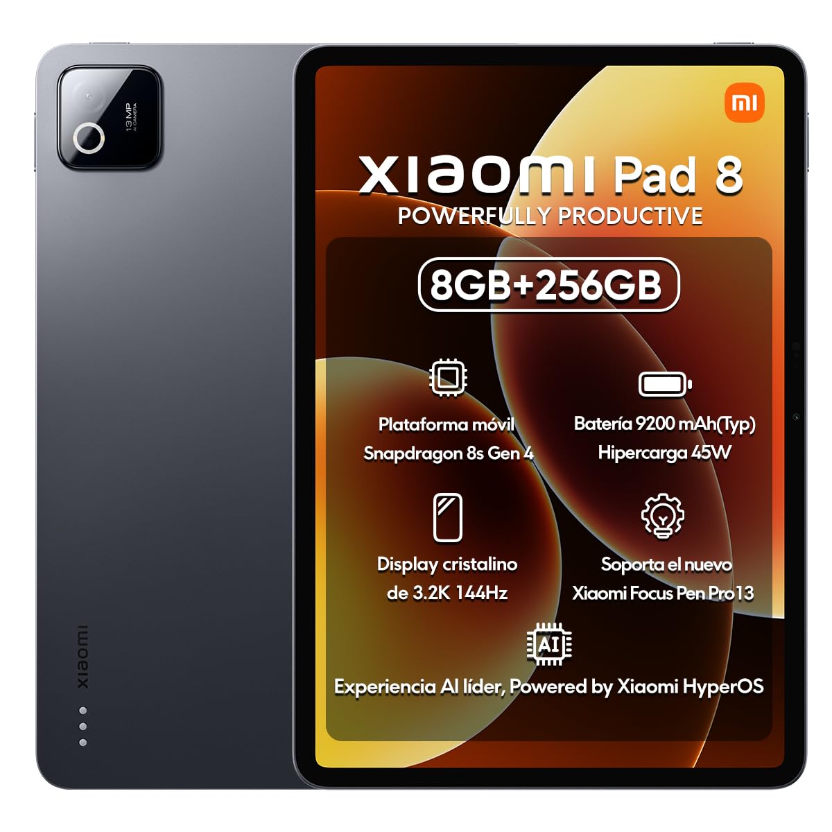 XIAOMI Pad 8 Ai WiFi Version Global (No Calls or Text) 11.2 inches 3.2K 144Hz 9200mAh Four Speakers 13 Mp Model 25097RP43G (Gray