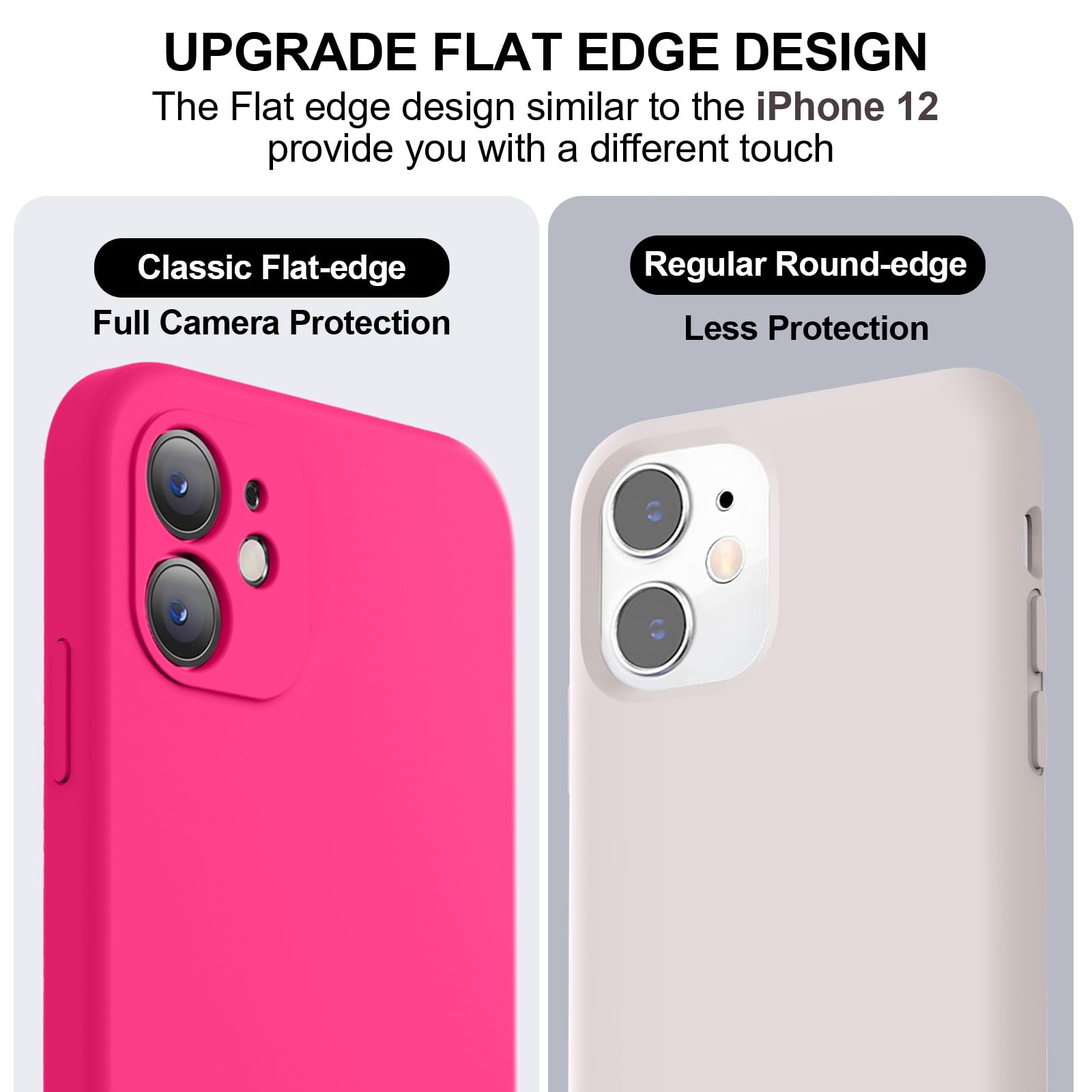 Vooii iPhone 11 Case - Upgraded Liquid Silicone, Square Edges, Camera Protection, Soft Microfiber Lining - 6.1 inch, Hot Pink