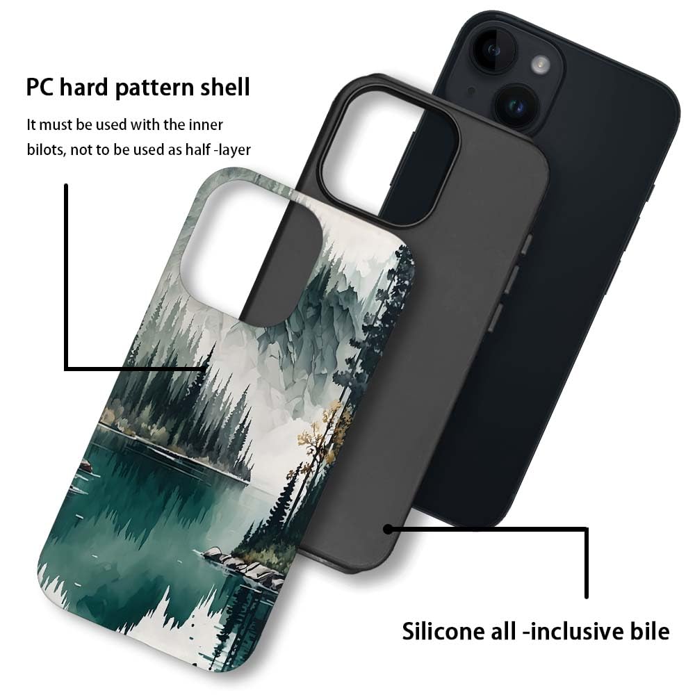 Seized Case Compatible With For Iphone 15,Mountain Forest Landscape Phone Case For Girl Women Boy Men,Durable Protection Case Fo