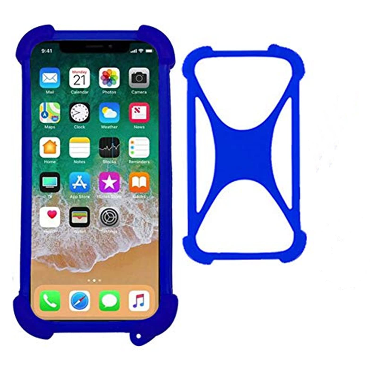 Zittop Universal Smart Phone Bumper Case Elastic Soft Silicone Cover For 5.2'' Phones Size 4'' To 6.5'' Inch Case (Blue)