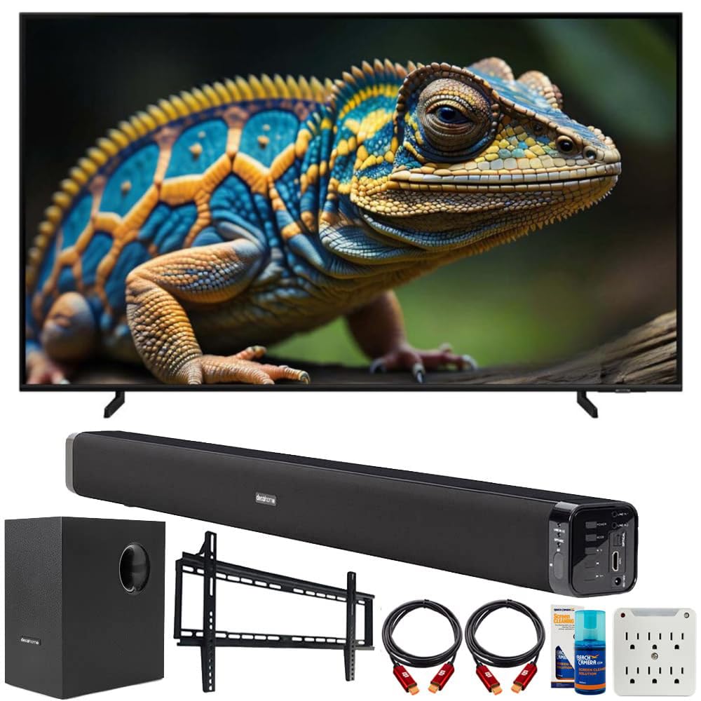 Samsung Qn85Q60Dafxza 85 Inch Qled 4K Smart Tv (2024 Model) Bundle With Deco Gear Home Theater Soundbar With Subwoofer, Wall Mou