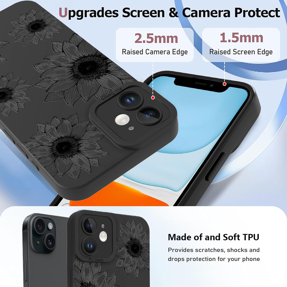 Ook Floral Case For Iphone 11 Case, Cute Sunflower Floral Blooms Design Soft Tpu Shockproof Protective For Women Girls Phone Cov