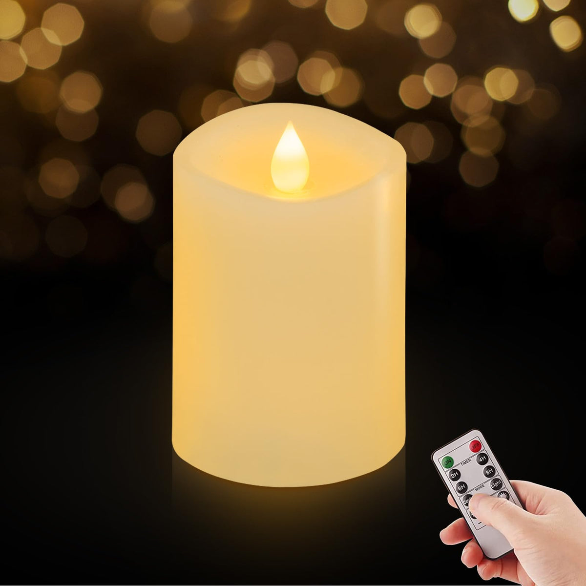 Asldoiweh 3X4 Flameless Candles Set Of 1, 2Aa Battery Life 600 Hours Battery Candles Flickering With Timer, 4 Inch Flameless Can