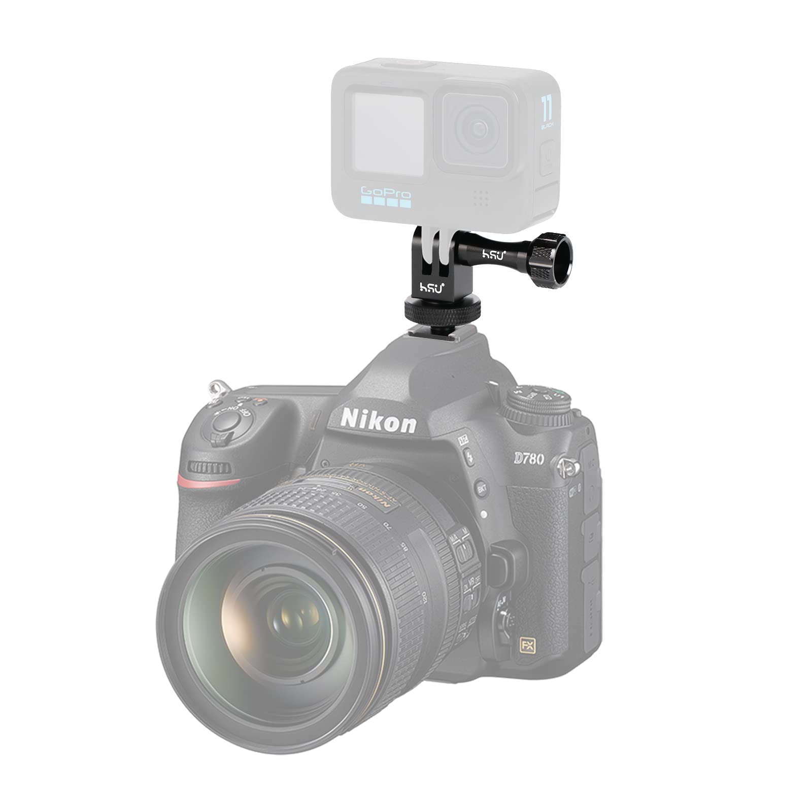 Hsu Aluminum Cold Shoe Mount Adapter, 1/4 20 Screw Hole Tripod Mount Adapter For Gopro Hero 13/12/11/10/9/8/7/6, Dji Osmo Action Akaso, Applicable For Tripod Selfie Stick Monopod And Dslr Camera Flash