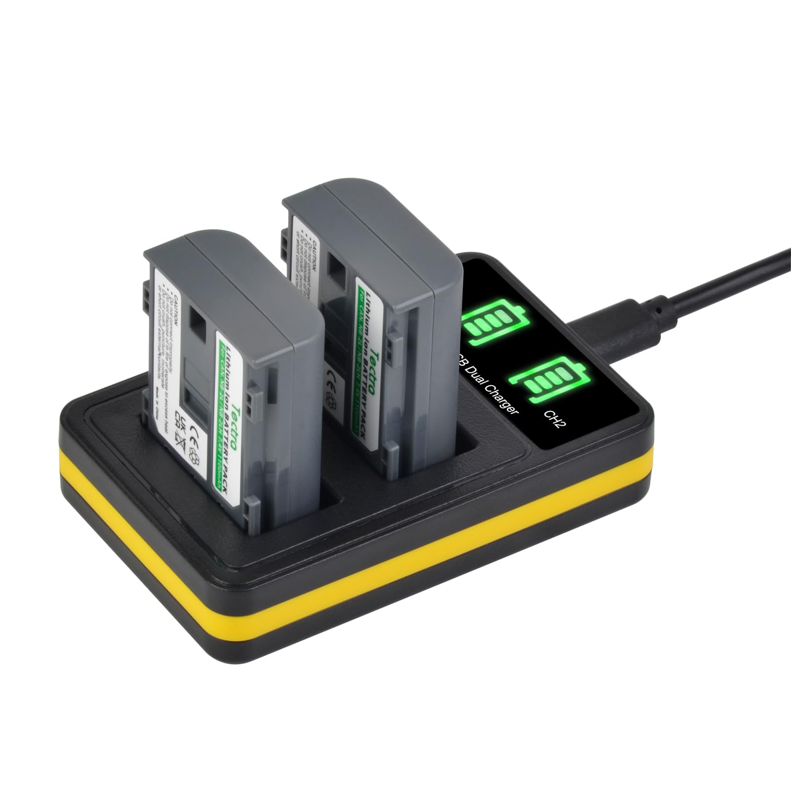 Tectra 2 Pack Nb 2L Nb 2Lh Battery And Led Dual Usb Charger Kit For Canon Nb 2L Nb 2Lh Bp 2L5 Bp 2Lh And Canon Dc301 Dc310 Dc320