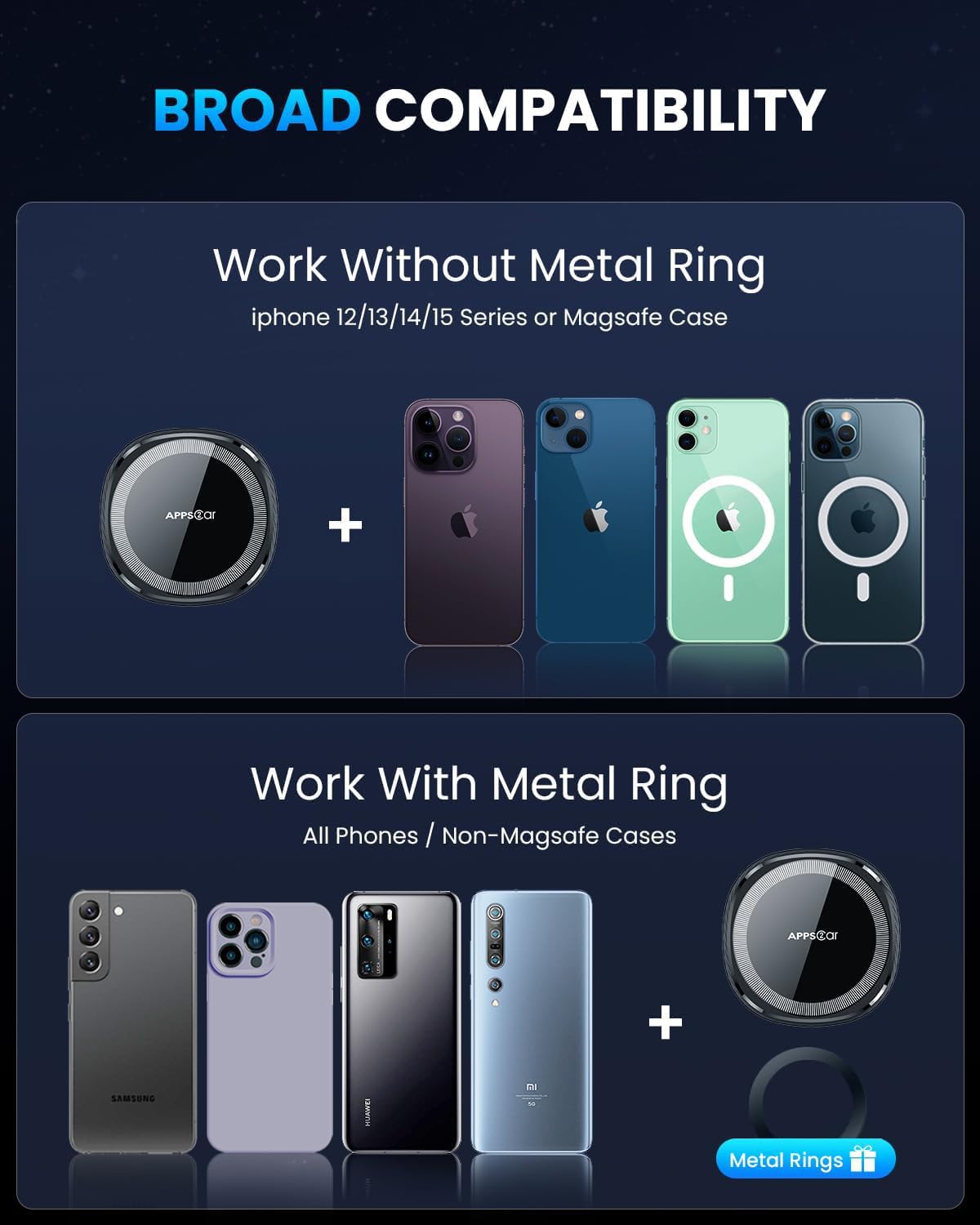 Apps2Car For Magsafe Cd Player Phone Mount [17 Strong Magnets] Magnetic Cd Phone Holder For Car Hands-Free Car Mount Compatible