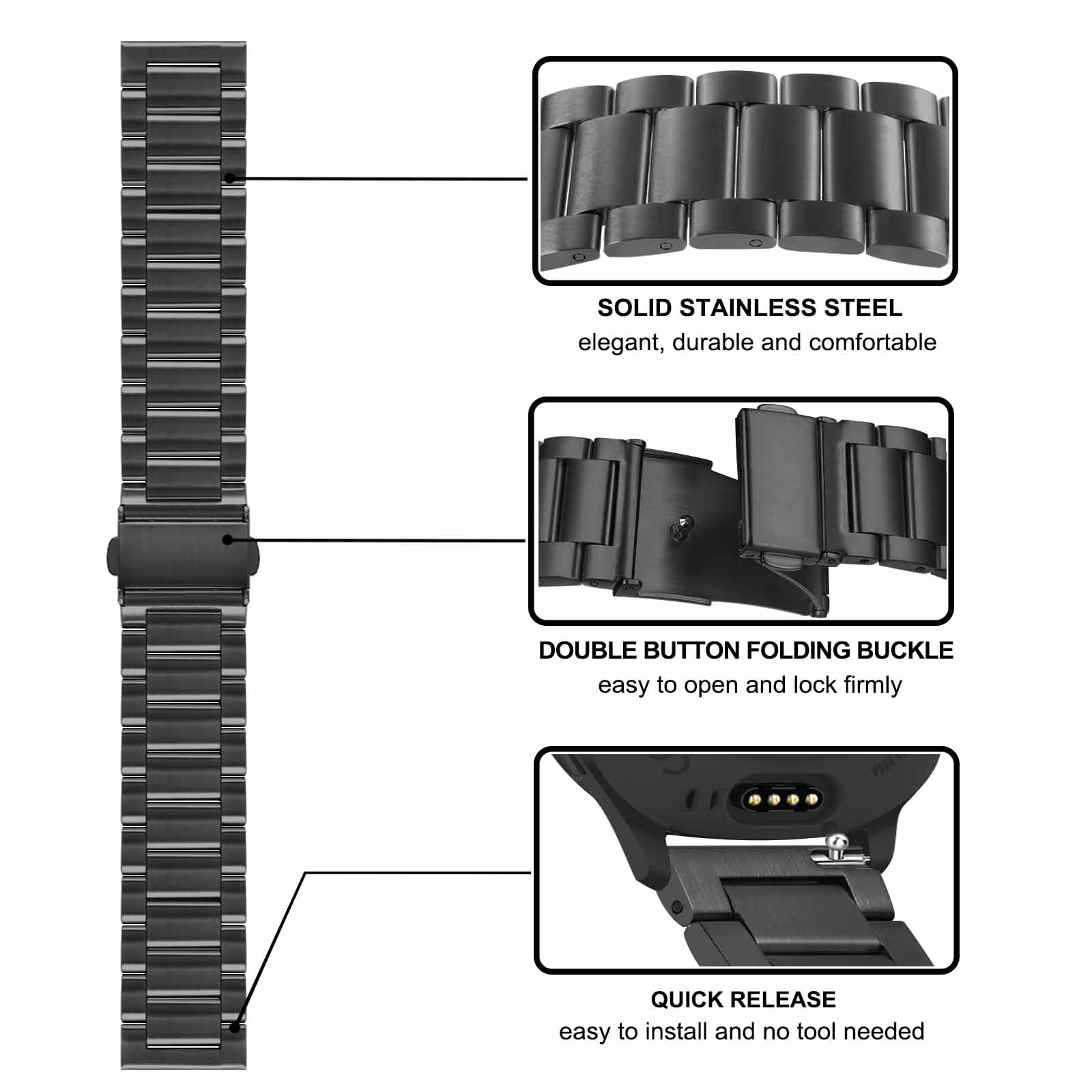 Trumirr Band Sets For Venu 3 (45Mm) / Forerunner 570 47Mm Smart Watch Men, Solid Stainless Steel Metal + Mesh Strap Quick Releas