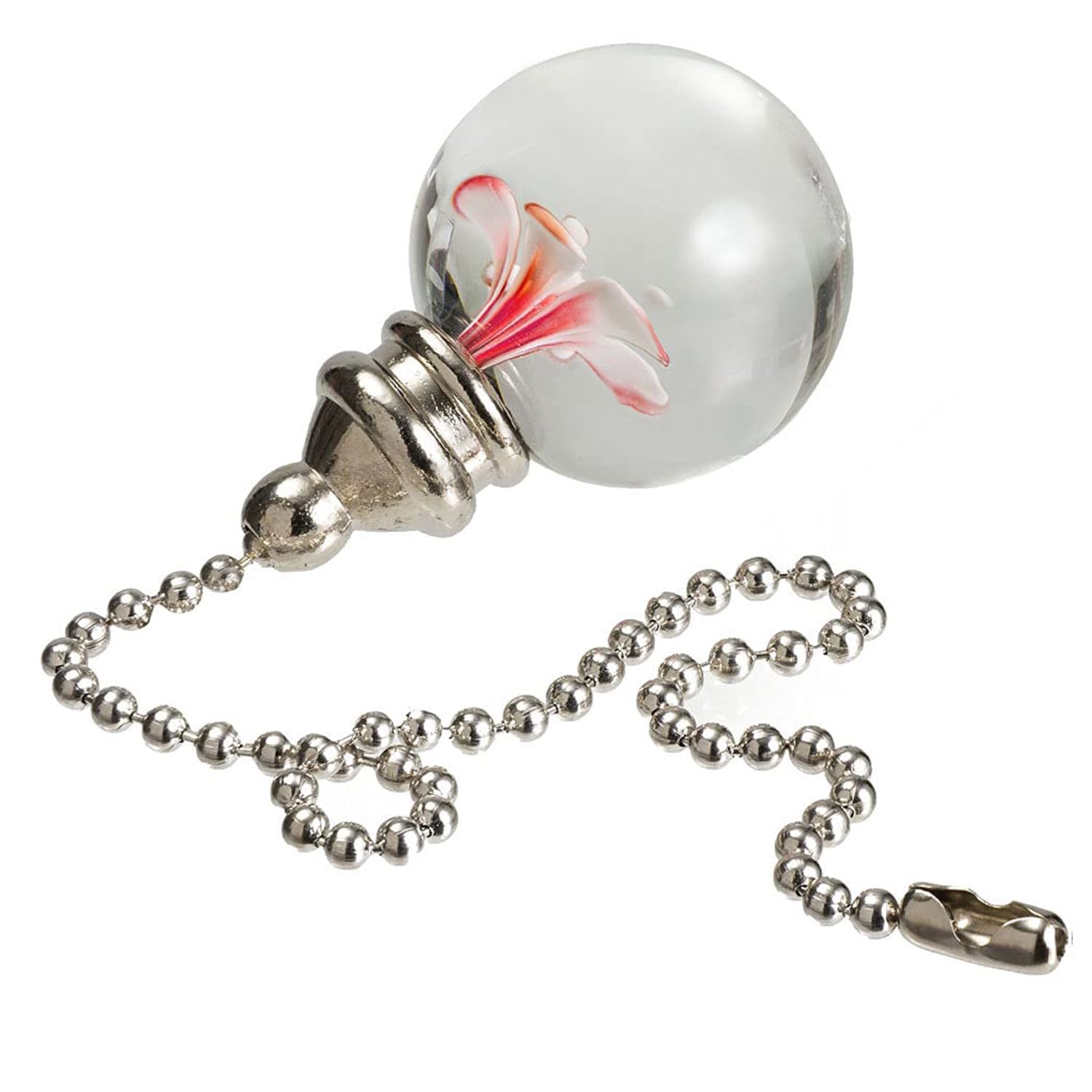 Akahttbn Crystal Ceiling Fan Chain Pulls Extension 12 Inches 30Mm Diameter Glass Flower Pendant Chain Fan Pulls Set For Ceiling