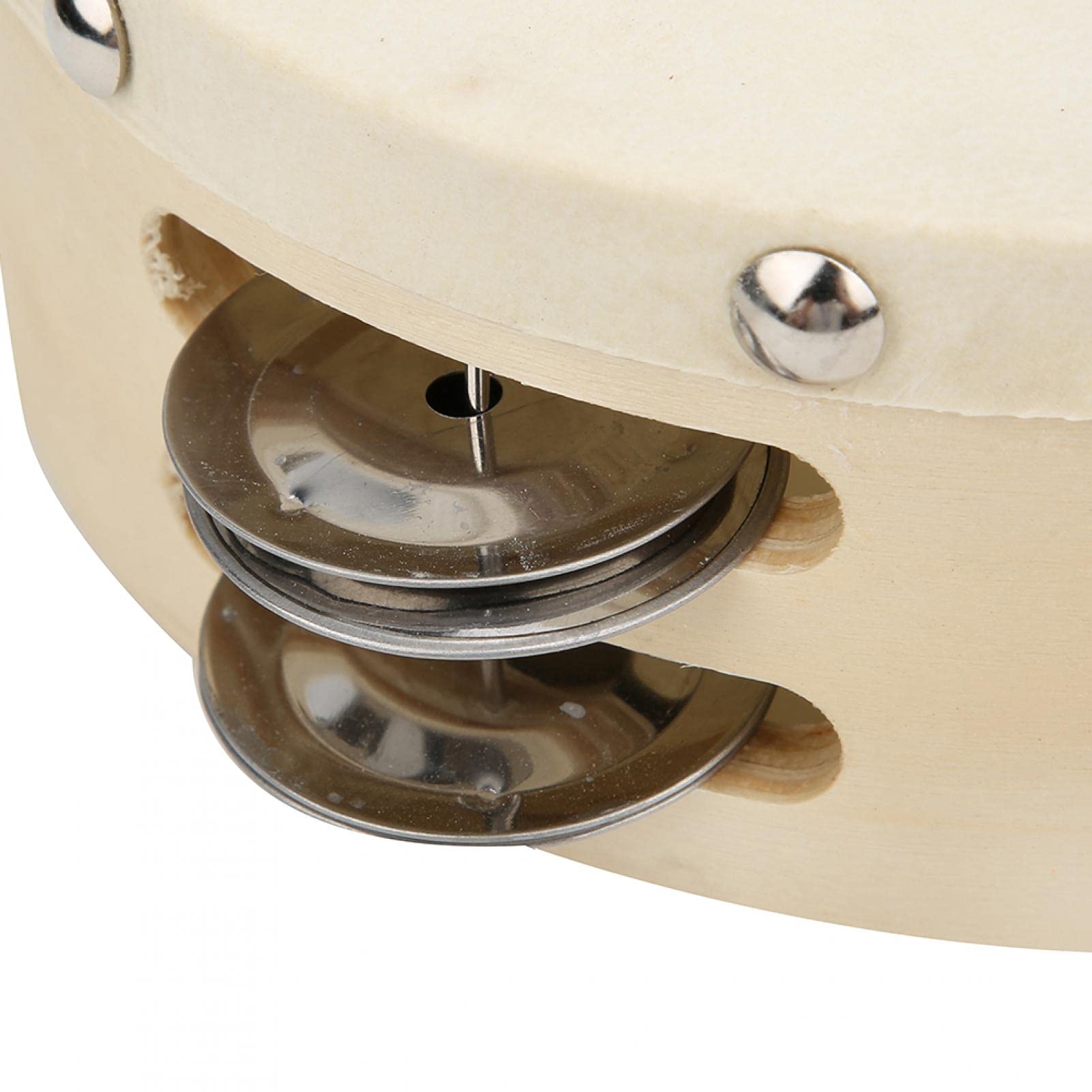 Ubervia Tambourine, Double Row Jingles White 6 Inch Classic Educational Rustproof Hand Held Tambourine, Performances for Music E