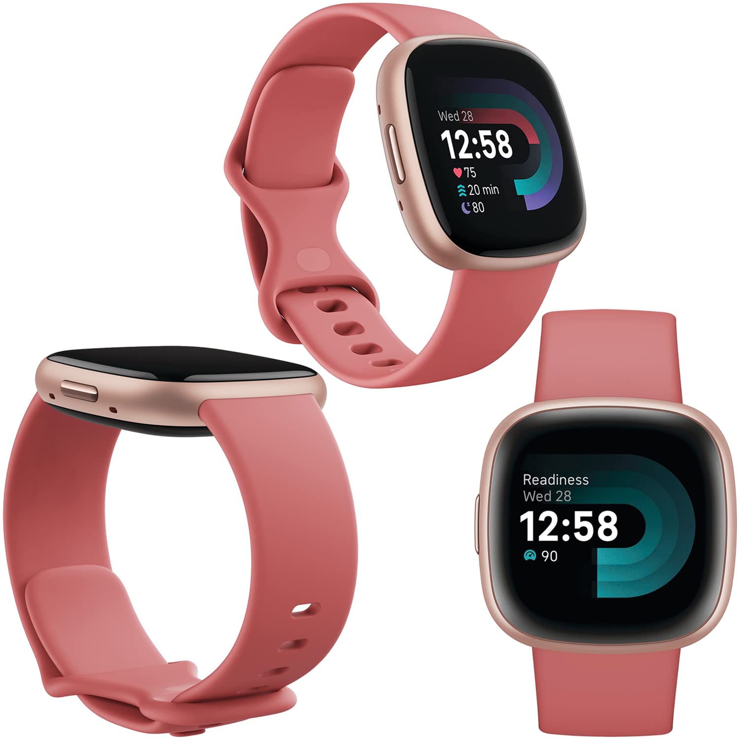 Fitbit Versa 4 Health And Fitness Smart Watch (Pink/Rose) With Built-In Gps, 6 Day Battery Life, S & L Bands, Bundle With 3.3Foo
