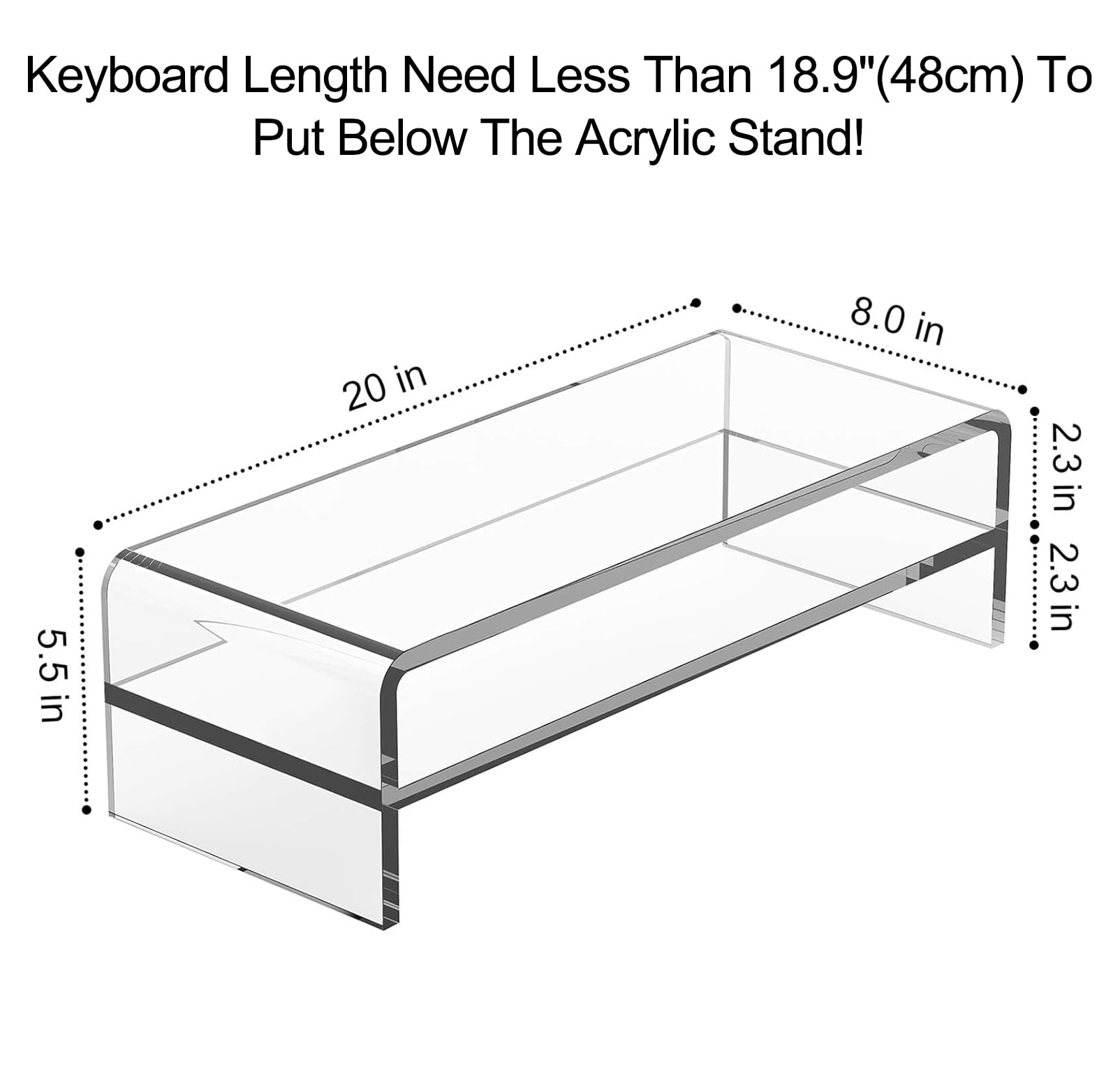 Egchi Acrylic Monitor Stand, 2 Tiers Computer Monitor Riser(20X8X5.5 Inch), Monitor Riser/Computer Stand For Home,Office,Busines