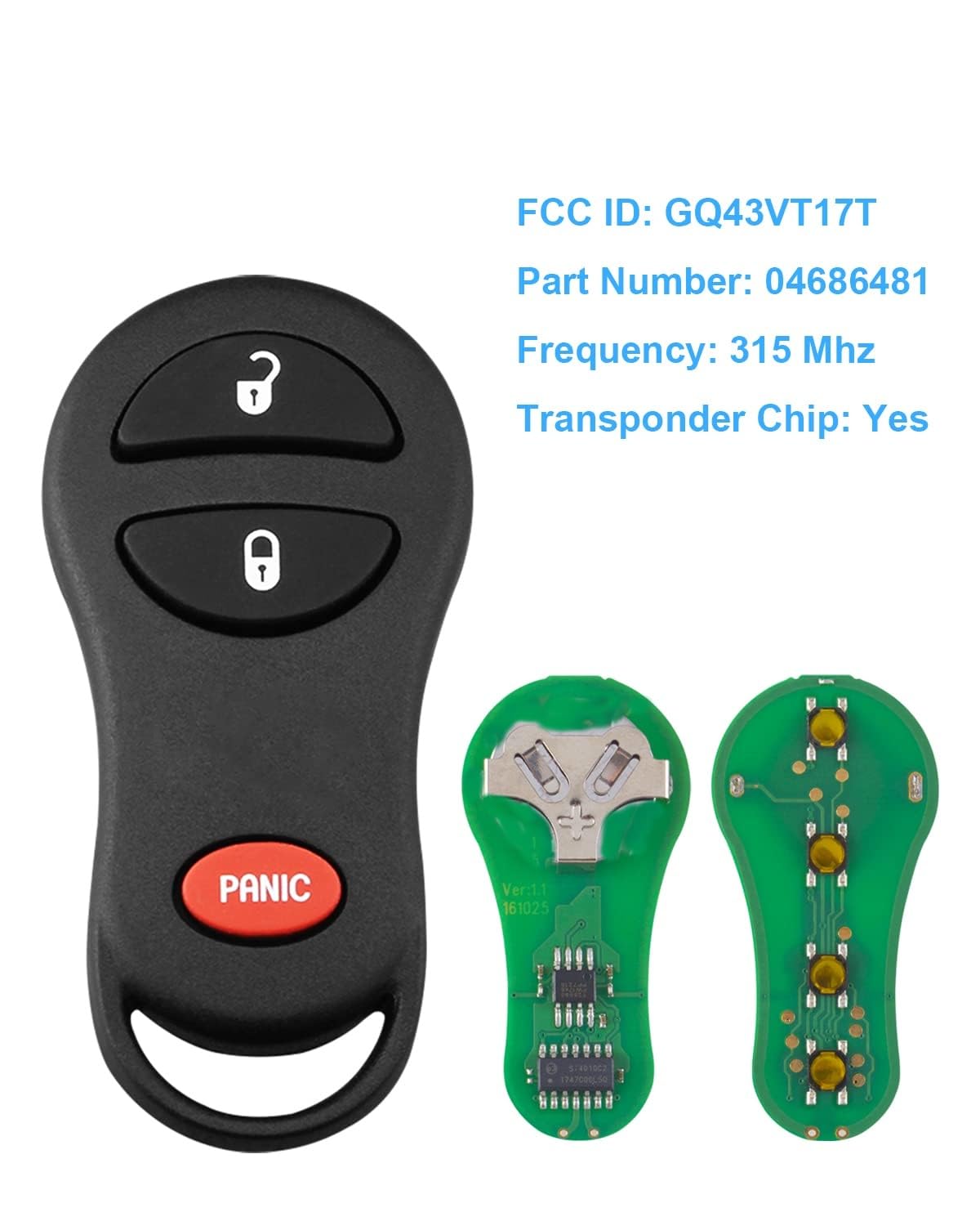 Replacement Key Fob For 2002 2005 Dodge Ram Truck 1500 2500/2001 2004 Dakota/2001 2003 Durango/2001 2003 Grand Caravan Keyless E