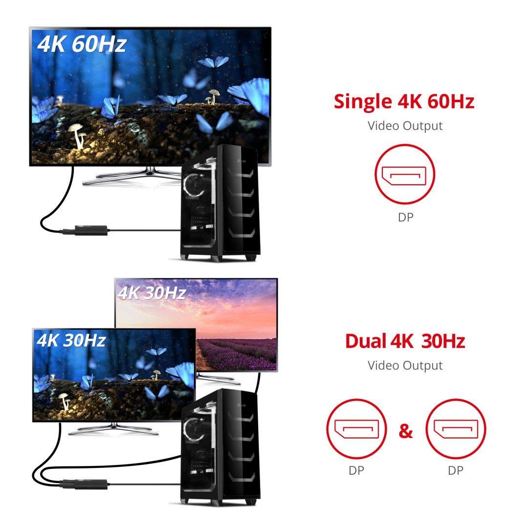 SIIG 2-Port Mini DisplayPort 1.2 MST Hub Video Splitter CE-DP0J11-S1 Aluminum Black
