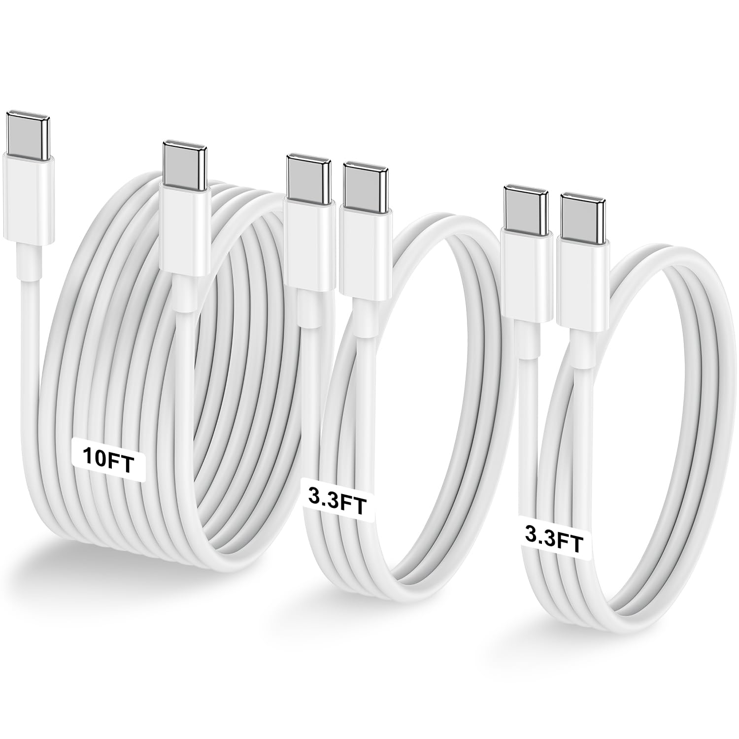 Lofpye 3 Pack [3.3Ft+3.3Ft+10Ft] 60W Usb C To Usb C Cable, Type C To Type C Cable,Fast Charging Cable For Iphone 15/15Plus/15 Pr
