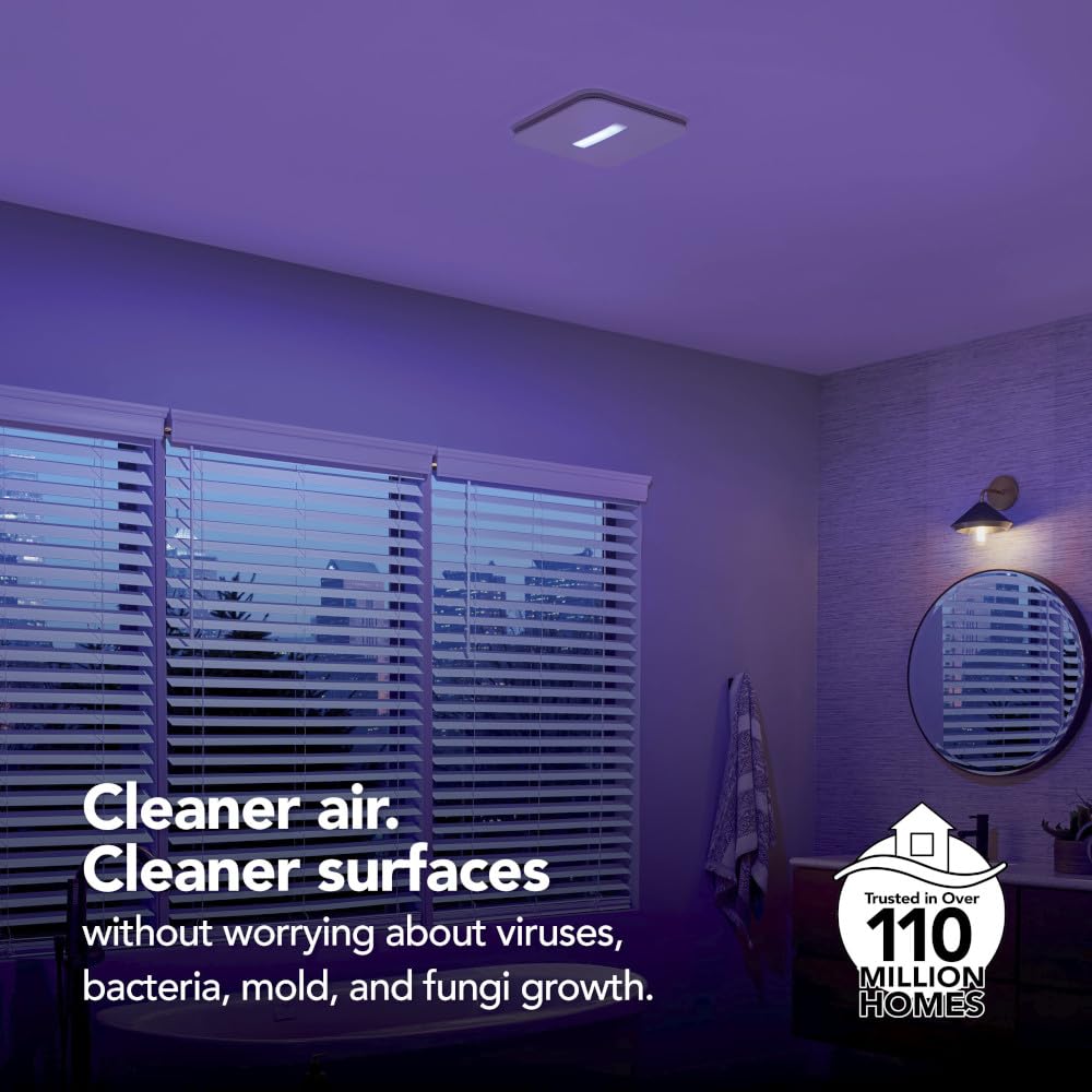 Broan Nutone Ar110Lkvv Surfaceshield Vital Vio Powered Exhaust Vent Led White Light & Violet Light, 110 Cfm, White