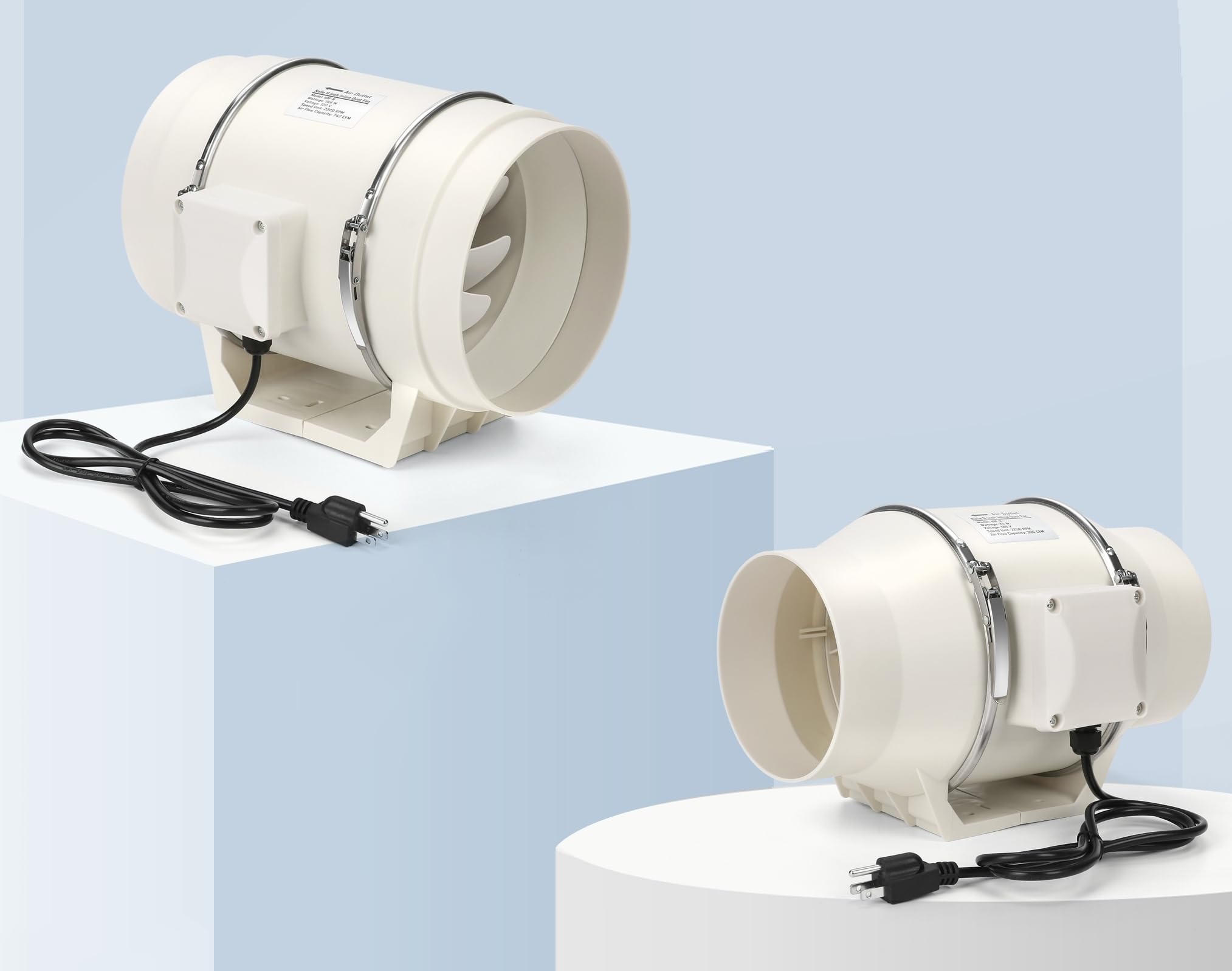 Nalle 4 Inch Inline Duct Fan - 50W, 280 CFM, Quiet Copper Motor, Plastic, White, Model IDF-4