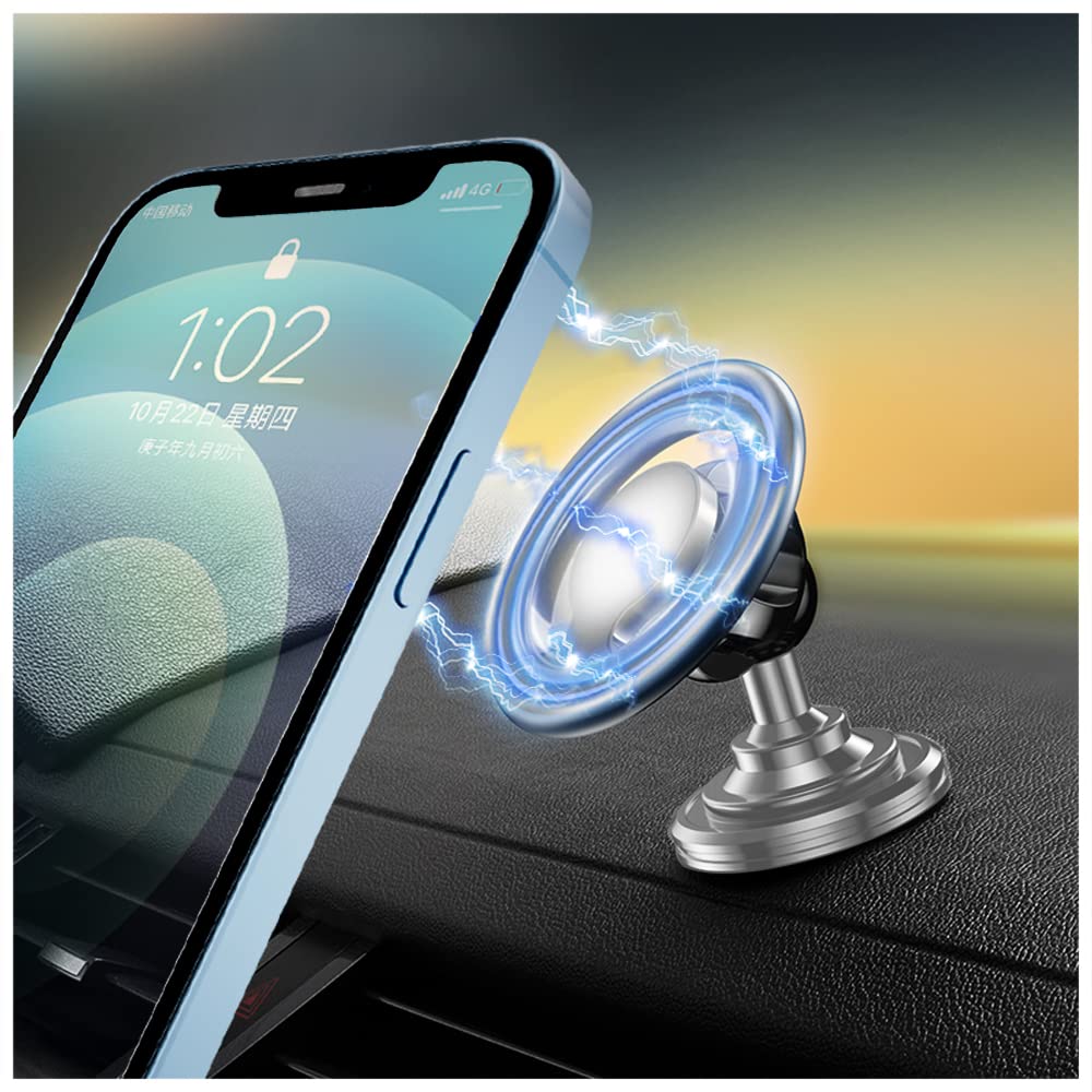 Turcee Compatible For Magsafe Car Mount,[2023 New Upgrade] Dashboard 360 Rotation Magnetic Car Mount,Cell Phone Holder For Magsa