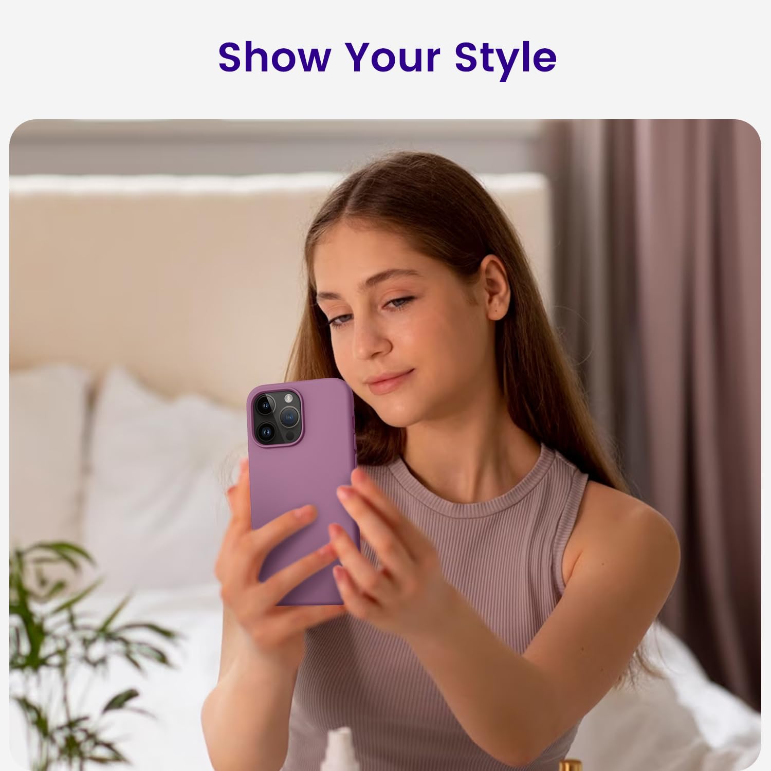 Otofly Compatible With Iphone 15 Pro Max Case, Silicone Shockproof Slim Thin Phone Case For Iphone 15 Pro Max (6.7 Inch), (Lilac
