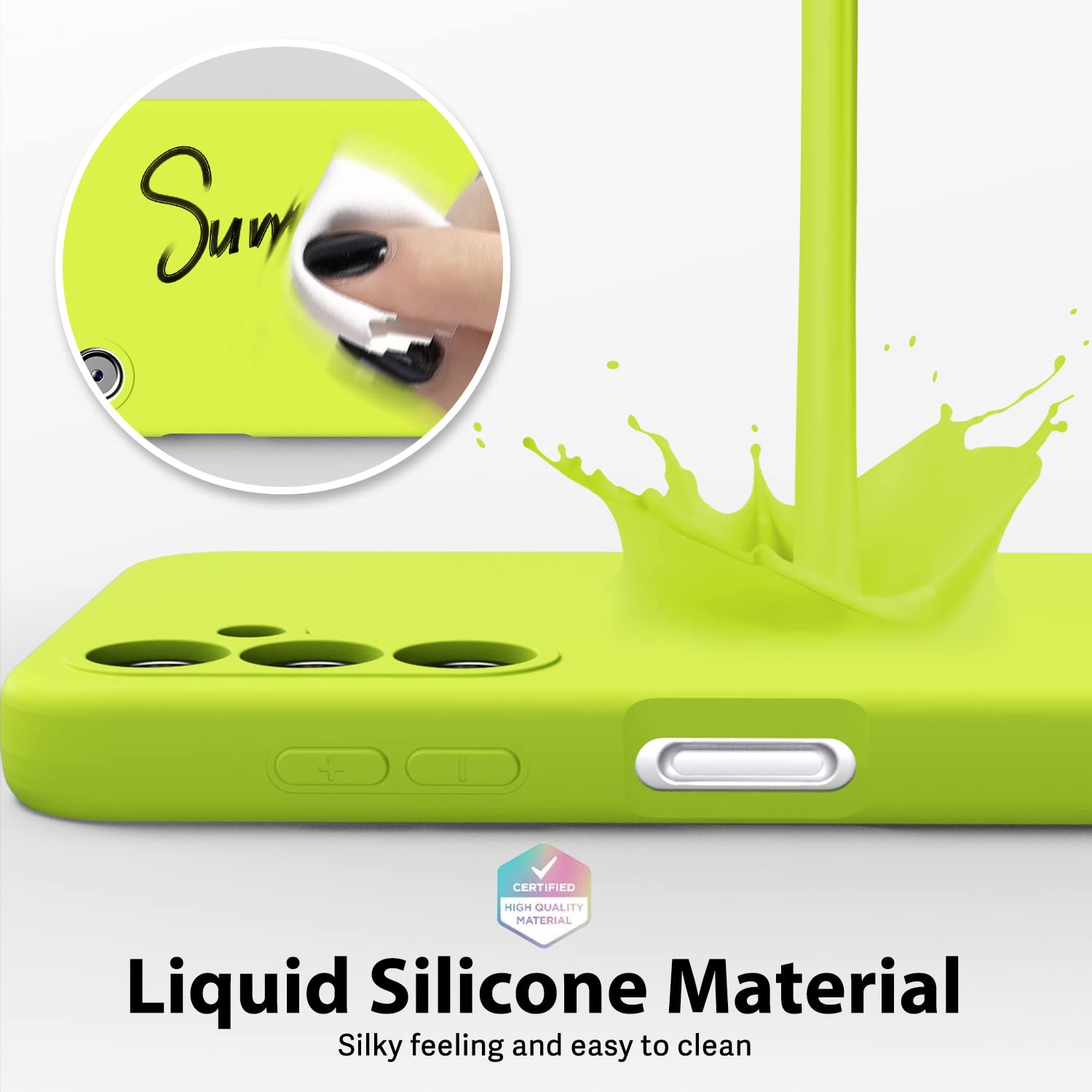 Oakxco For Samsung Galaxy A14 5G Phone Case Liquid Silicone, Fluorescent Bright Solid Color, Cute Thin Slim Soft Rubber Tpu Plai