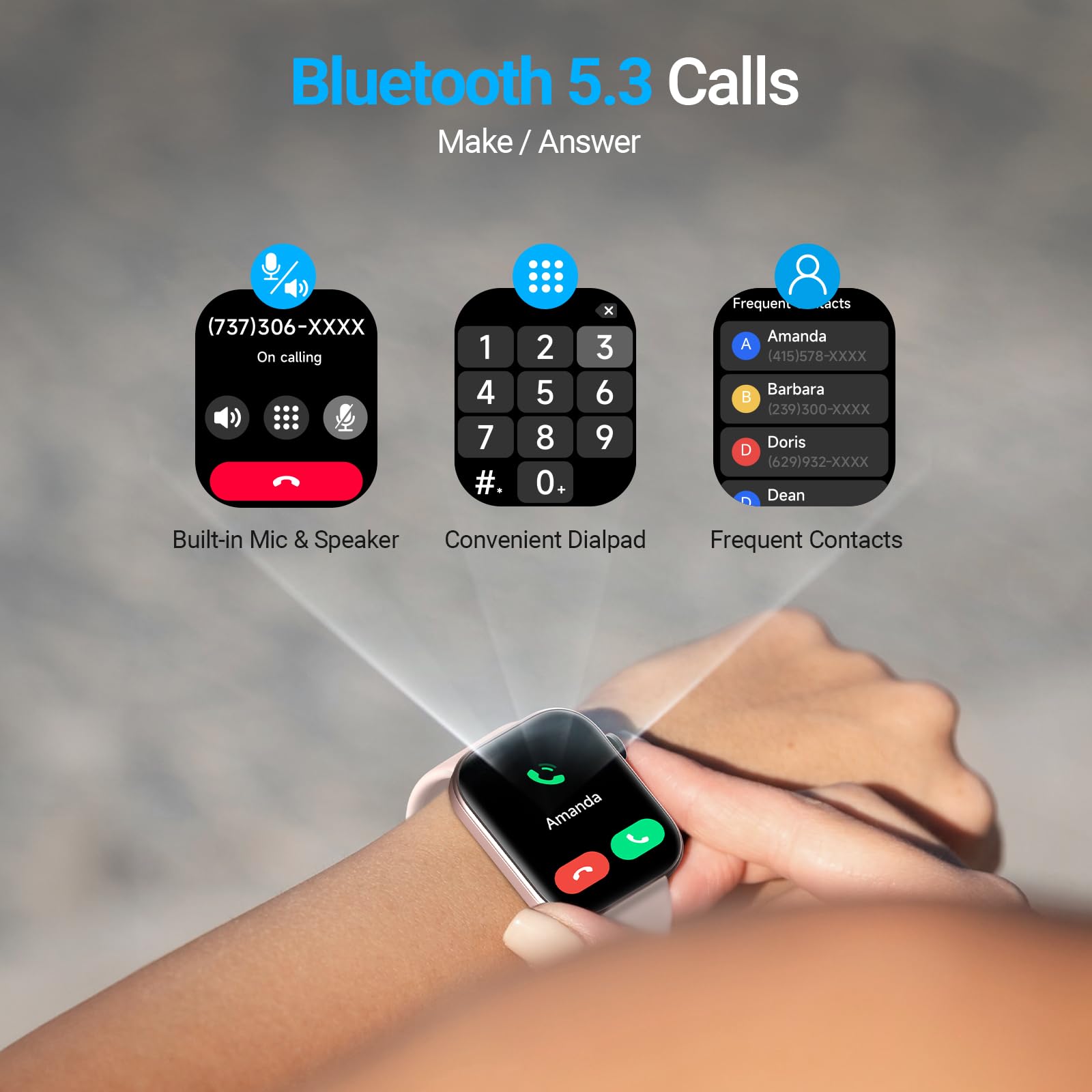 Smart Watches For Women For Android Iphone, 1.99' Amoled Screen Fitness Watch With Bluetooth Call (Make/Answer), Heart Rate/Spo2/Sleep Monitor, 3Atm Waterproof, 12 Days Battery, 105 Sport Modes