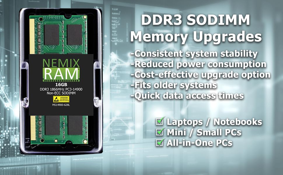 Nemix Ram 8Gb (2X4Gb) Ddr3 1333Mhz Pc3 10600 2Rx8 1.35V 204 Pin Non Ecc Sodimm Kit Compatible With Samsung M471B5273Dh0 Ch9 Lapt