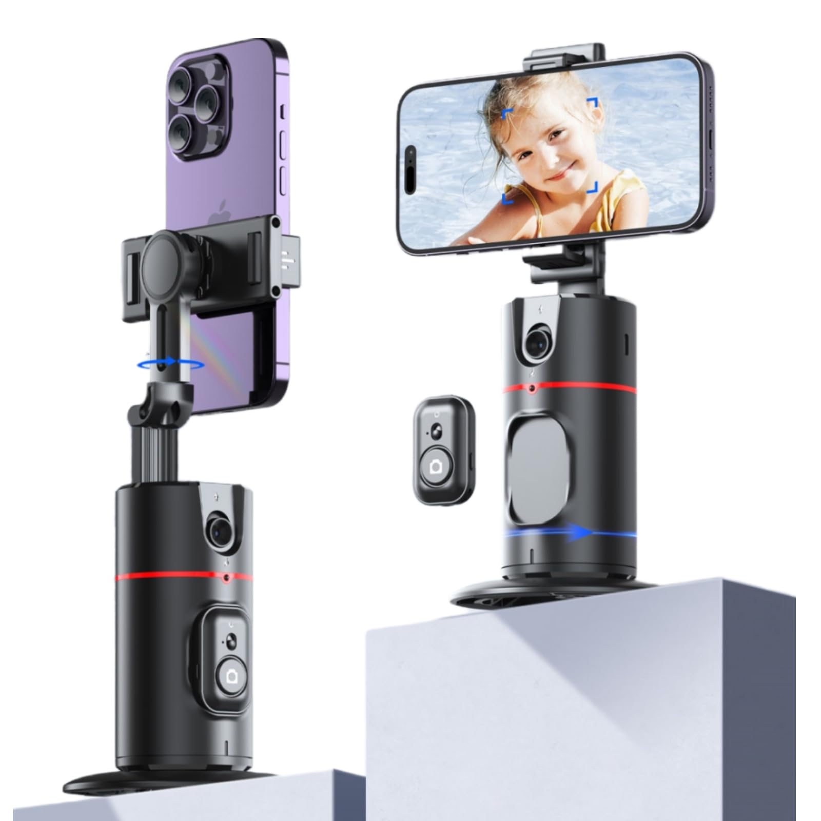 Auto Face Tracking Tripod Remote Control, No App,Smart Tracking Phone Holder,360 Rotation Face Body Phone Camera Mount Gesture C