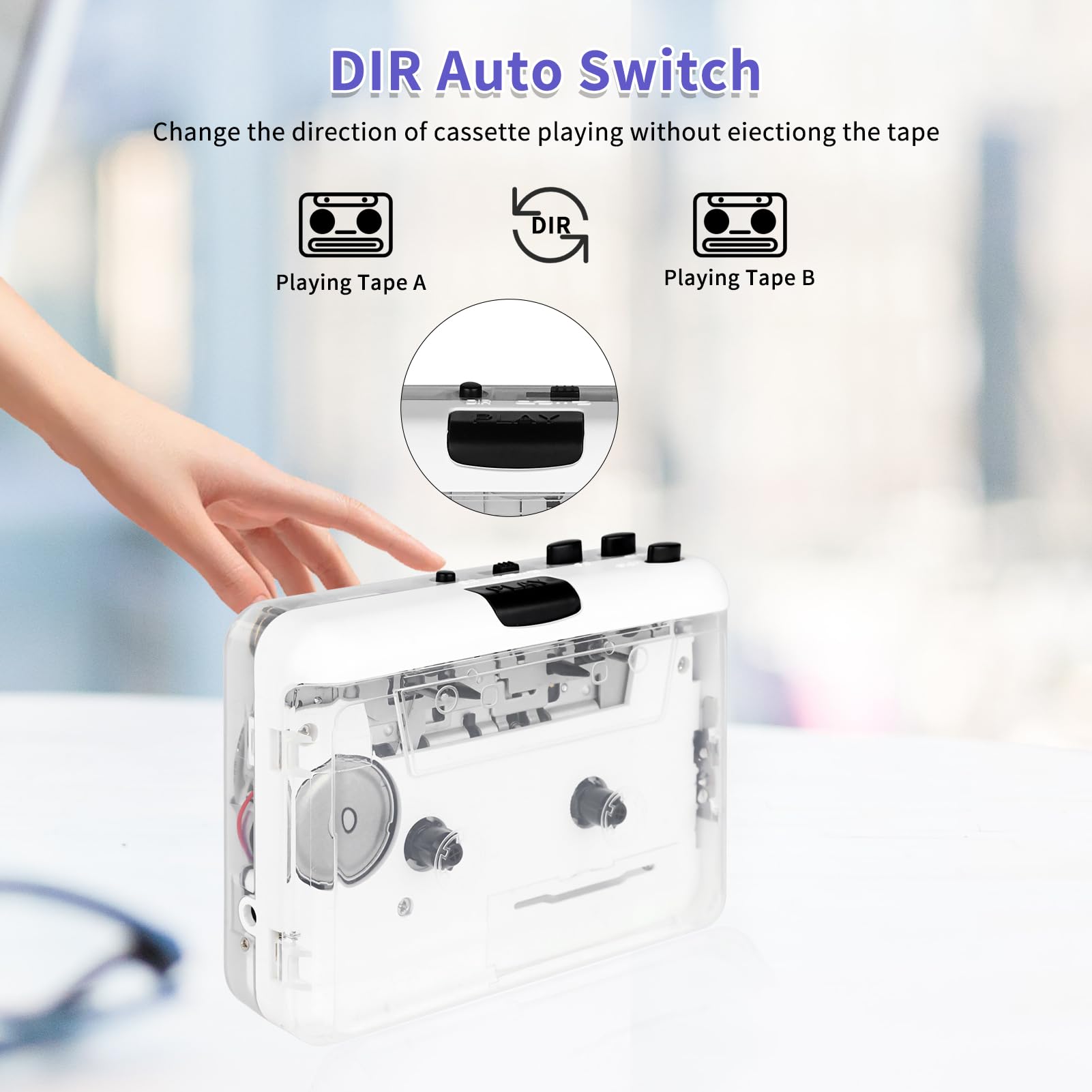 Janryzone Cassette Player Cassette To Mp3 Converter With Tape Converter Software  Auto Reverse &Clear Stereo Cassette Tape Playe