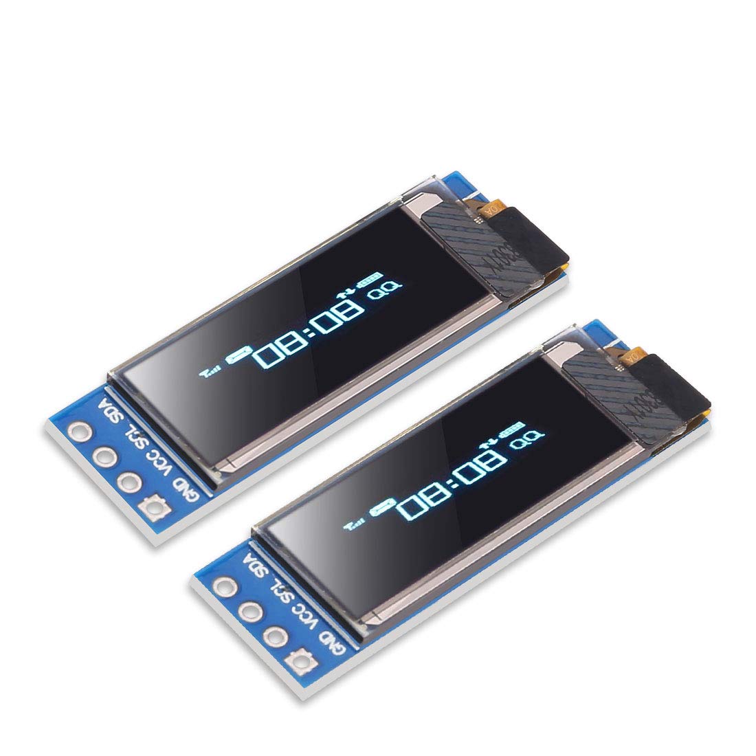 Dorhea 2Pcs 0.91 Oled I2C Display Module Iic 0.91 Inch I2C Ssd1306 Led Dc Display Module Blue I2C Lcd 128X32 Screen Driver Compa