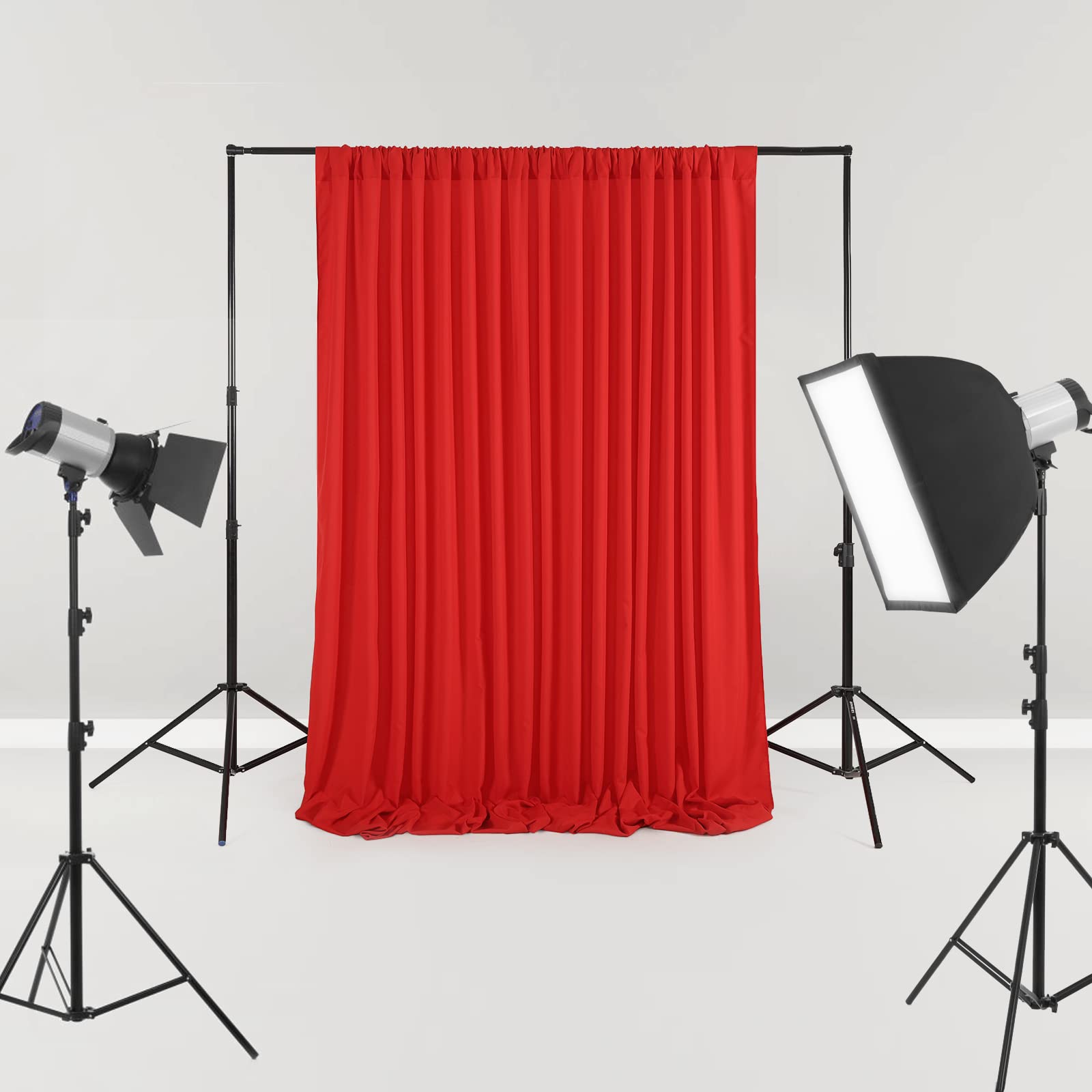 Red Backdrop Curtain 2 Panels 5Ftx10Ft Wedding Photo Background Drapes Wrinkle Free Polyester Fabric For Photography Baby Shower
