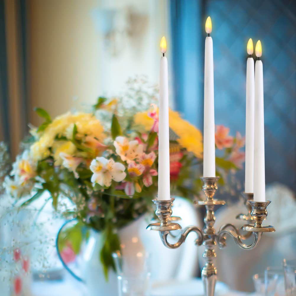 Ni Jasw White Flameless Taper Candles With Remote, Flickering Led Battery Operated Candlesticks Set Of 12