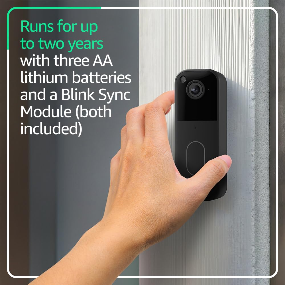 Blink Video Doorbell (Newest Model) - Head-To-Toe Hd View, Two-Year Battery Life, And Simple Setup. Sync Module Core Included -