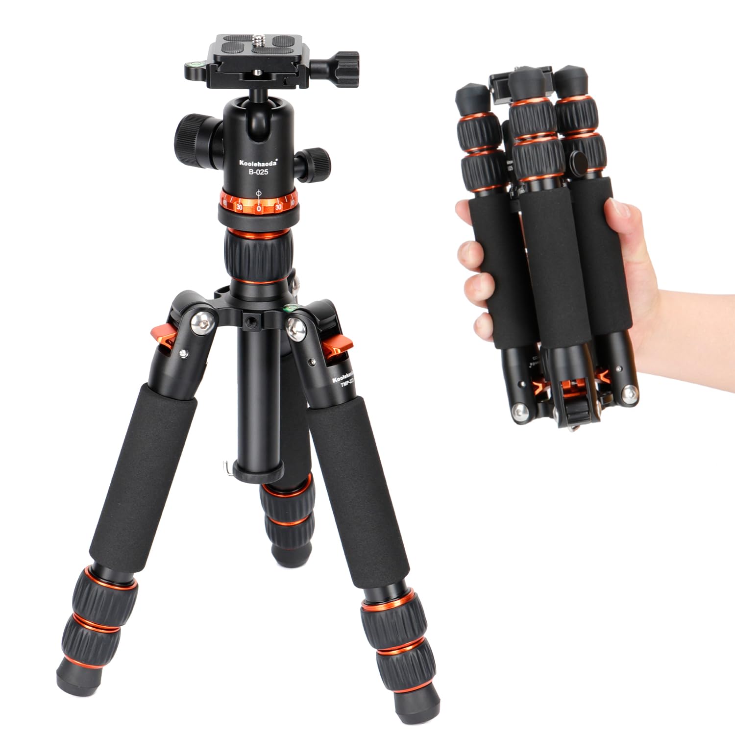 Koolehaoda Camera Tripod Portable Desktop Mini Tripod Aluminum Alloy 7' 25' Adjustable Desk Tripod With 360� Ball Head For Dslr Camera Video Camcorder, Load Up To 22Lbs /10Kg (Orange)