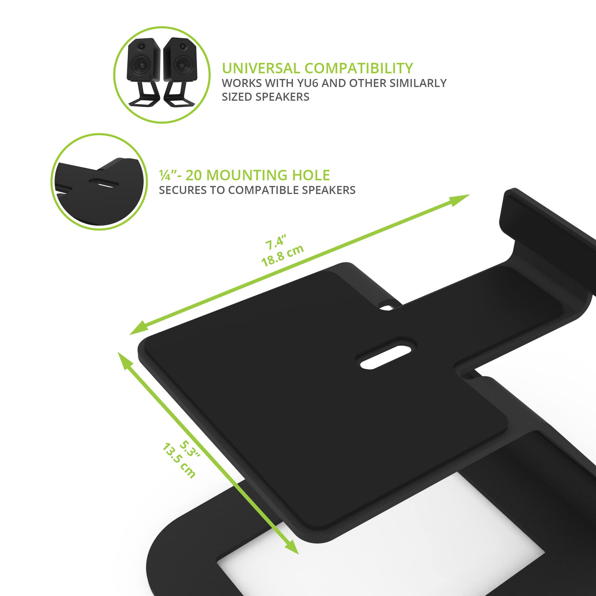 Kanto Se6 Elevated Desktop Speaker Stands For Large Bookshelf Speakers & Full Size 5    7    Studio Monitors | 6.9    Tall | Sup