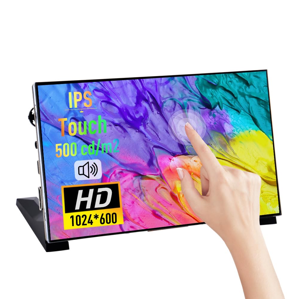 Geeekpi 7 Inch Capacitive Touchscreen For Raspberry Pi, 1024X600 Ips Lcd Display With Dual-Speaker, Hdmi Portable Monitor For Ra