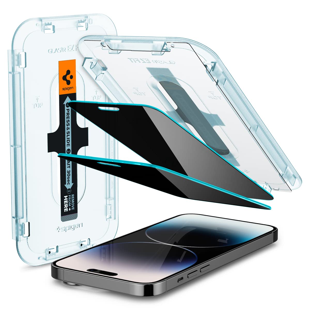 Spigen Tempered Glass Screen Protector Glastr Ez Fit   Privacy] Designed For Iphone 14 Pro Case Friendly]   2 Pack