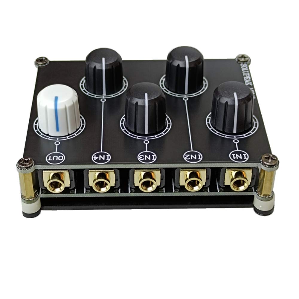 Solupeak Mini 4 Way Audio Mixer Stereo 4 In 1 Out Aux, Passive 3.5Mm Line Levels Control Mx41