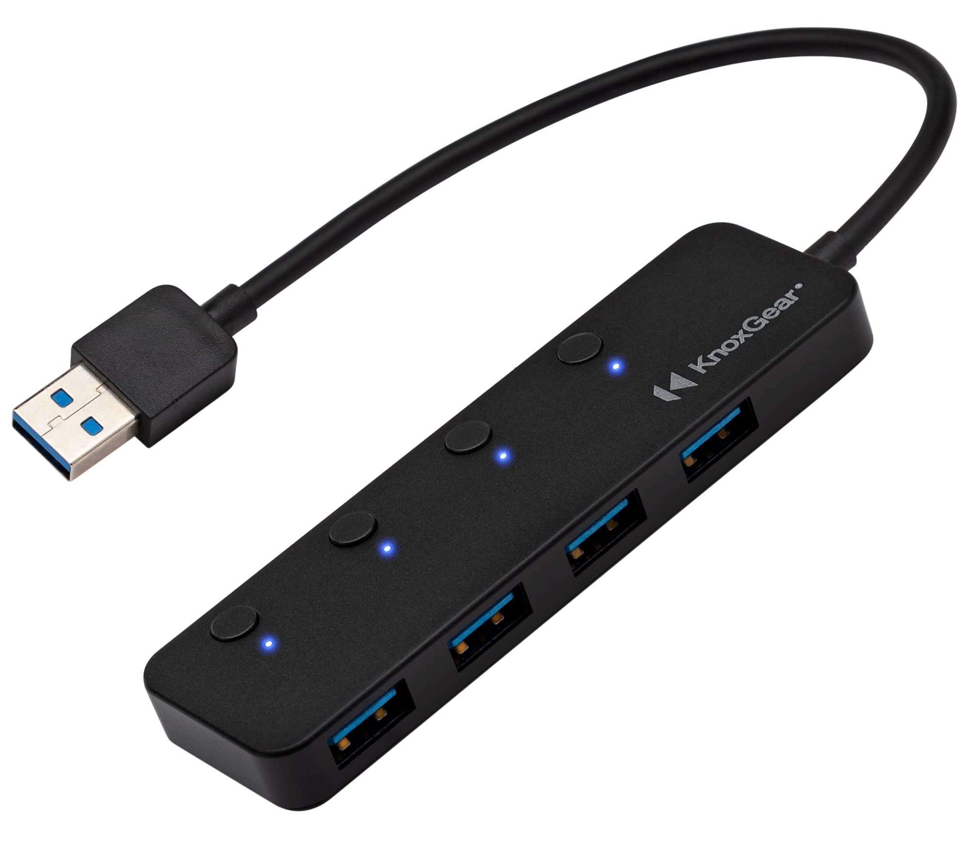 Knox Gear Usb 3.0 Hub   4 Port Usb Hub 3.0   Powered Usb Hub For Mac Laptop, Pc, Ps4, Xbox, Tv   Multiple Usb 3 Hub For Desktop   Multi Usb Port Expander   Small Mini Usb Splitter Usb Multiport Dock