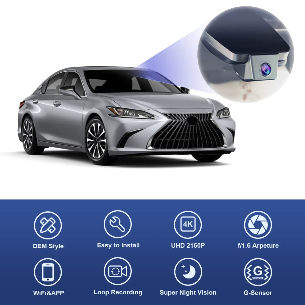 Fitcamx 4K Dash Cam Suitable For Lexus Es 2019 2025 Es350 Es300H F Sport Es250, Oem Style, 2160P Uhd Video, Built In Wifi & App,