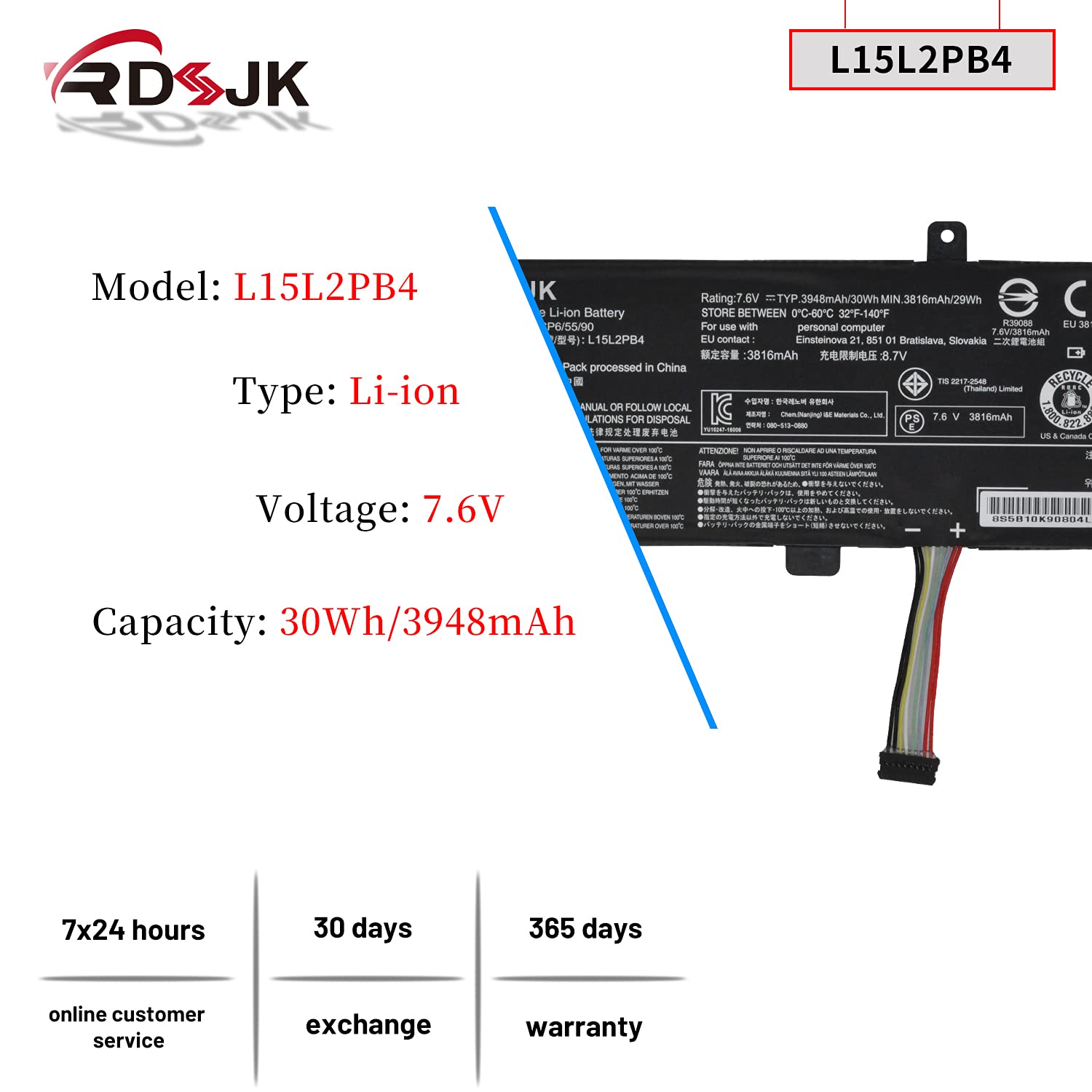 L15L2Pb4 L15L2Pb5 Laptop Battery For Lenovo Ideapad 310 15Isk 310 15Ikb 310 15Abr 310 15Iap 310 Touch 15Ikb/15Isk 510 15Isk 510