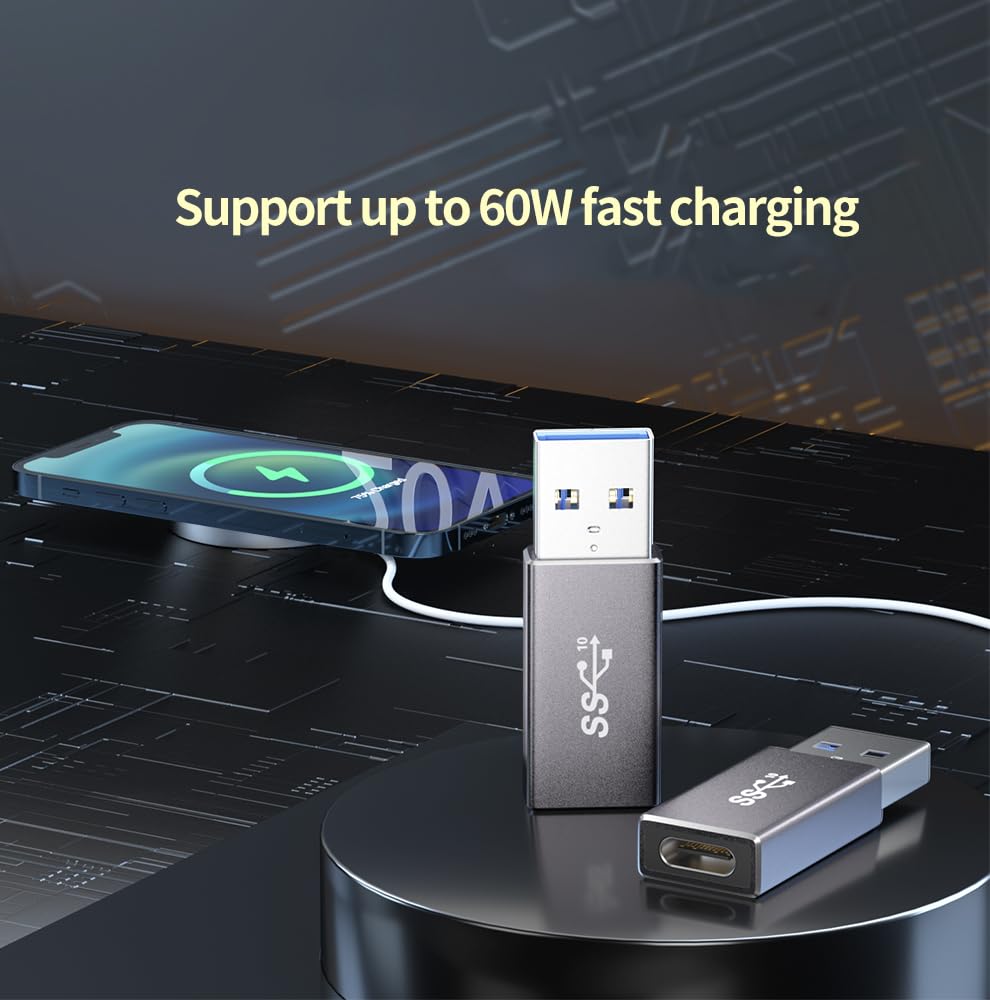 Ultience [10Gbps] One Sided High Speed Usb 3.2 Gen 2 Adapter   Usb C Female To Usb A Male   Unleash 10Gbps Data Transfer & 60W F