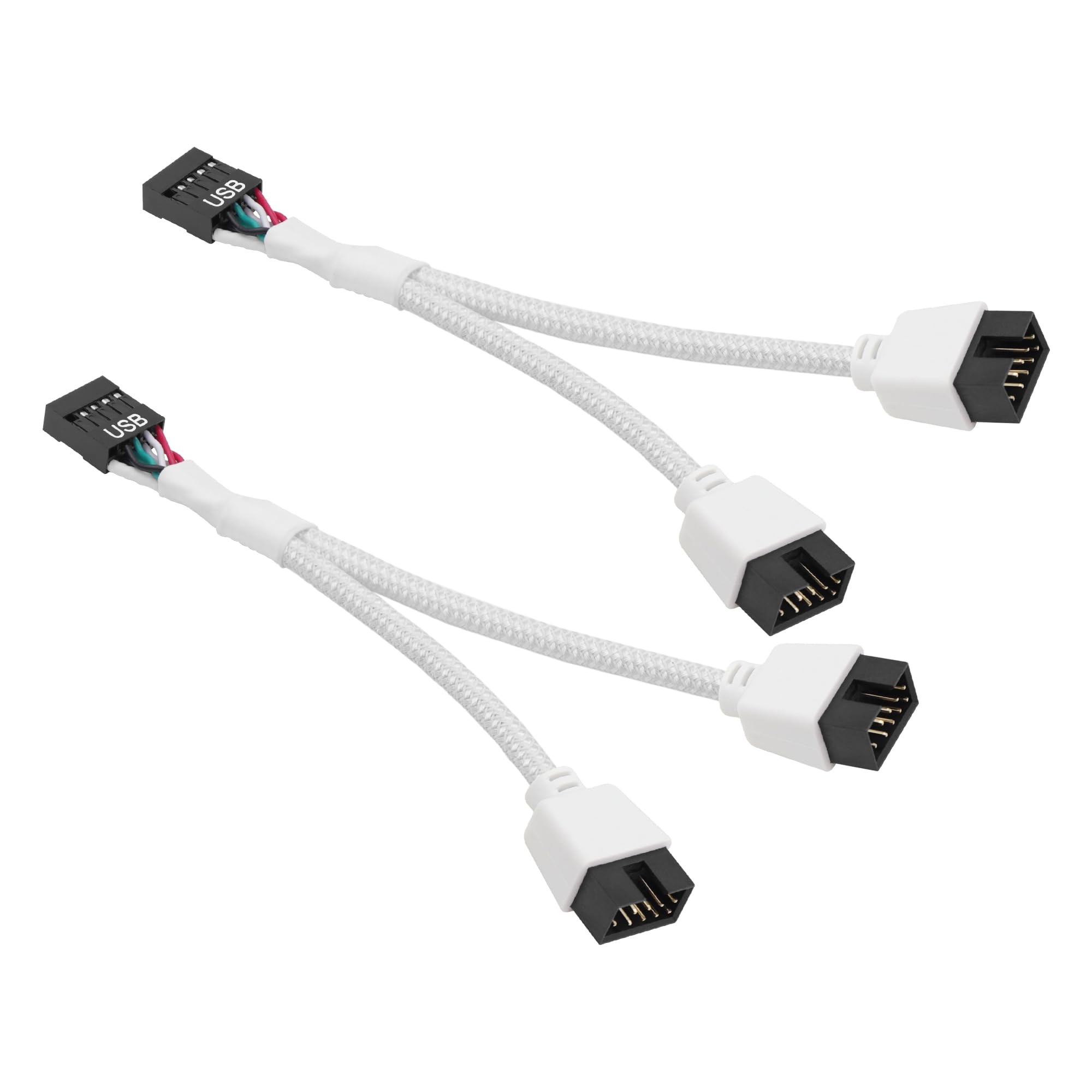 Gelrhonr USB 2.0 9Pin Female to Dual 9 Pin Male Extension Cable