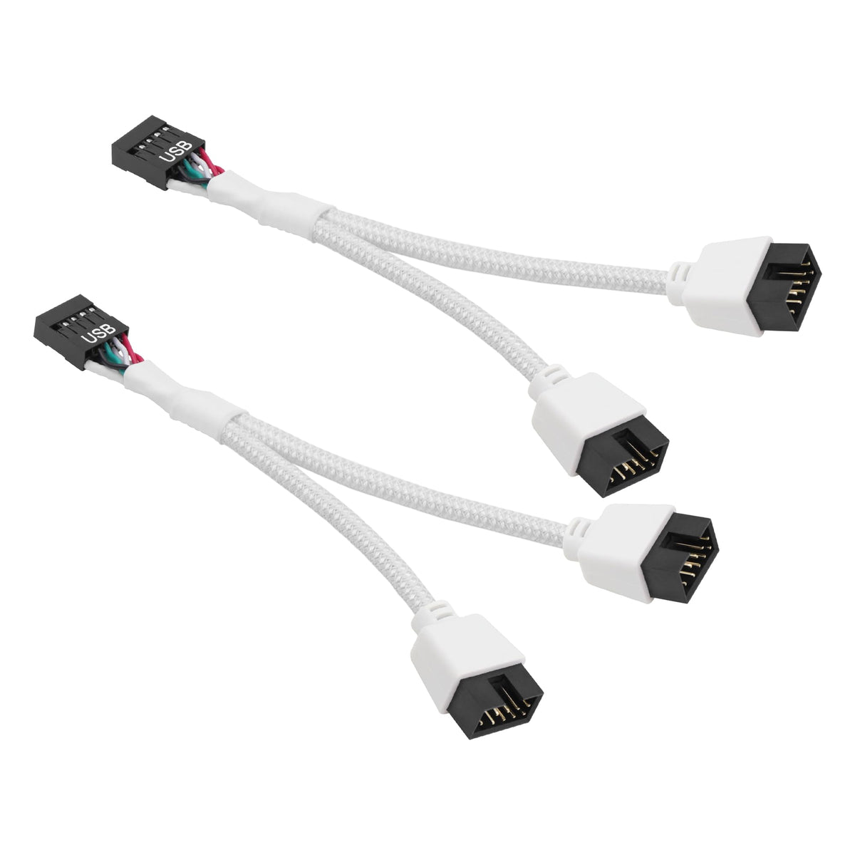 Gelrhonr 2Pcs Usb 2.0 9Pin Female To Dual 9 Pin Male Extension Cable,Motherboard 9 Pin Usb2.0 Header Splitter Nylon Braided For